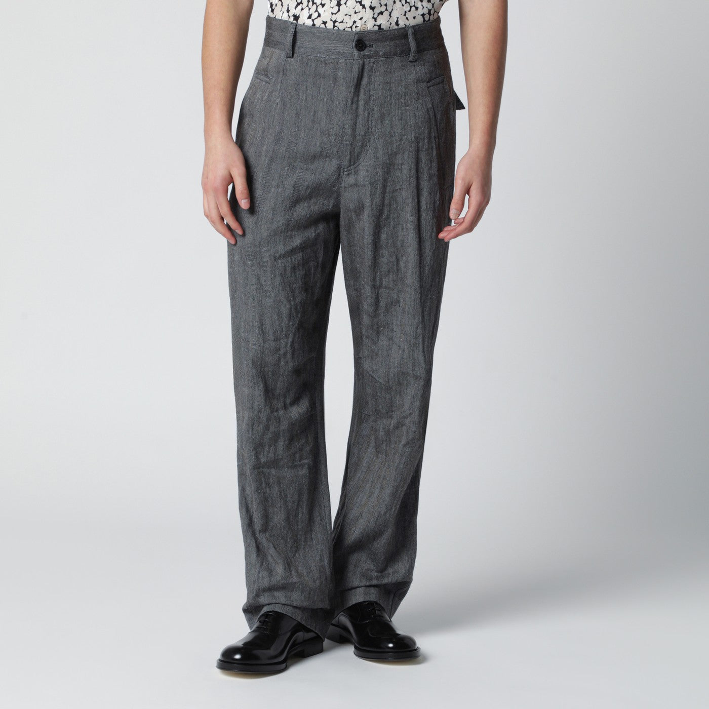 Dries Van Noten Black Herringbone Trousers Men DRIES VAN NOTEN