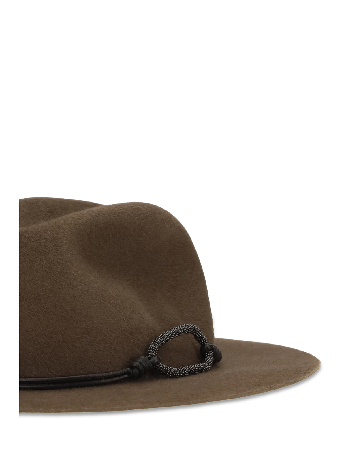 Brunello Cucinelli Women Felt Fedora Hat With Leather Band And Monile BRUNELLO CUCINELLI