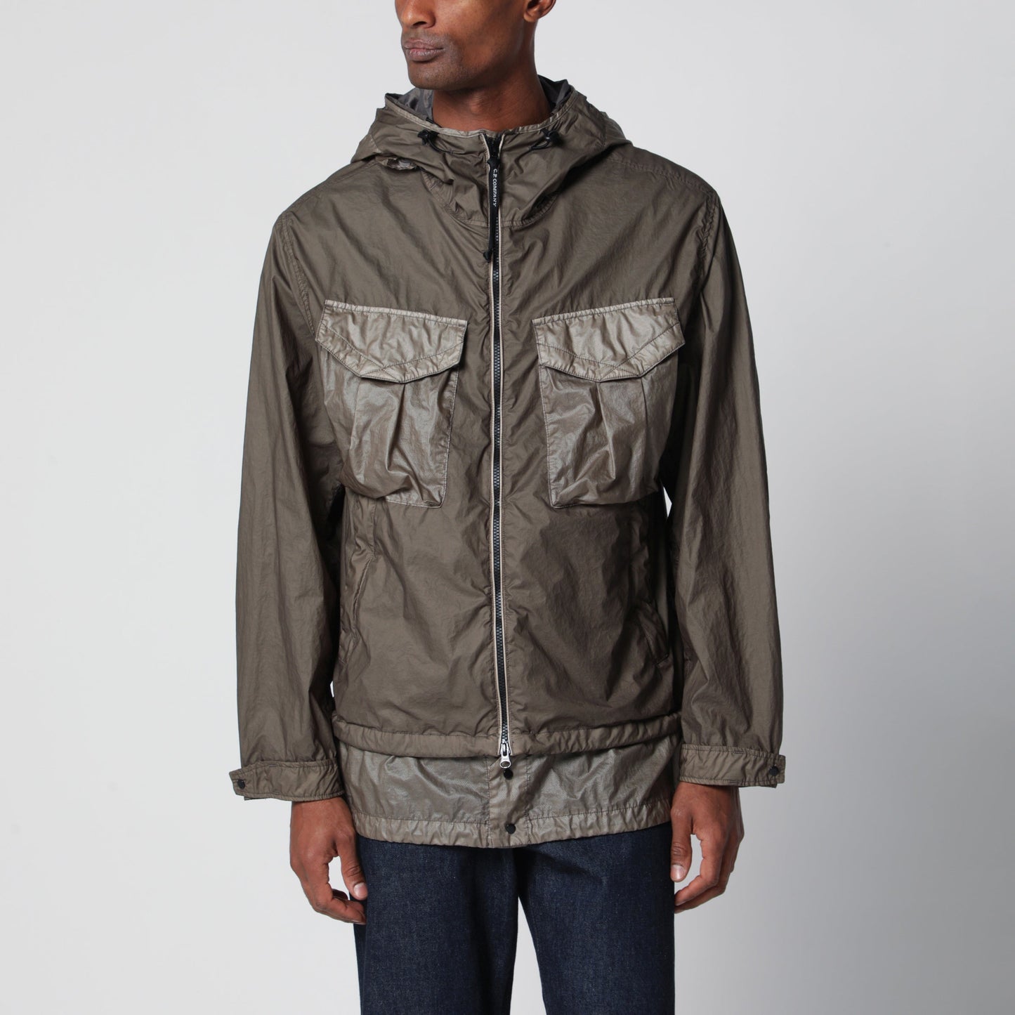 C.P. Company Lead Grey Bi-Tm Nylon Goggle Jacket Men C.P. COMPANY
