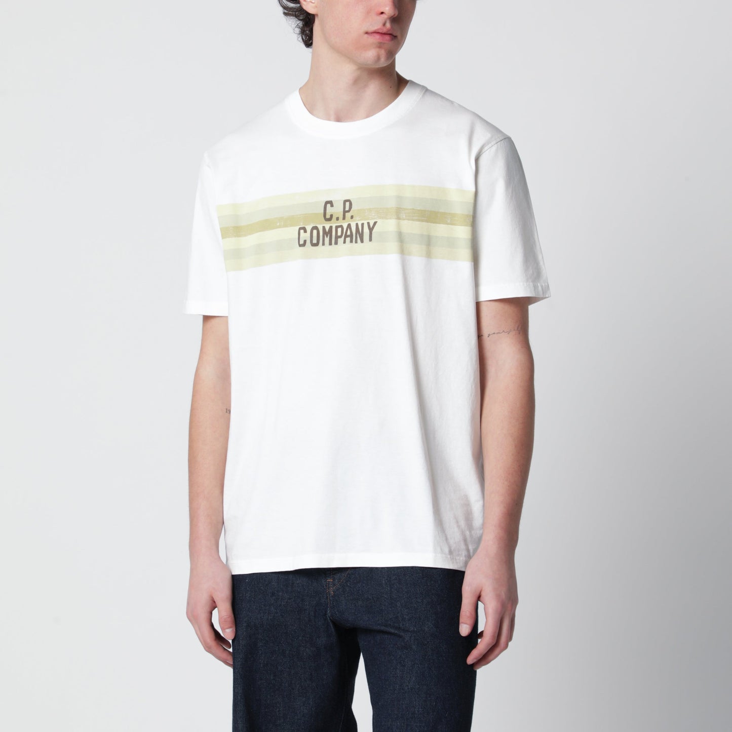 C.P. Company White T-Shirt With Logo Print Men C.P. COMPANY