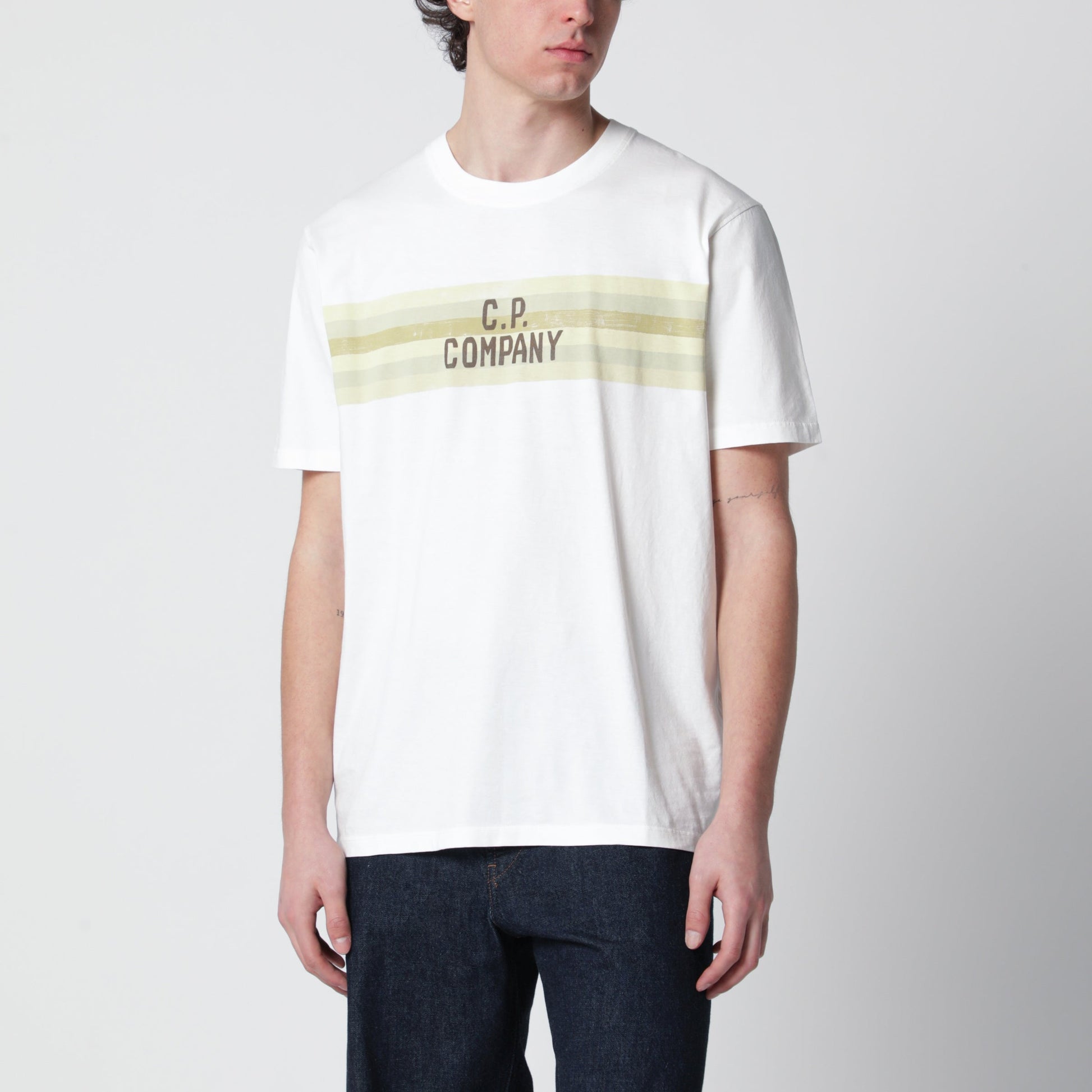 C.P. Company White T-Shirt With Logo Print Men C.P. COMPANY