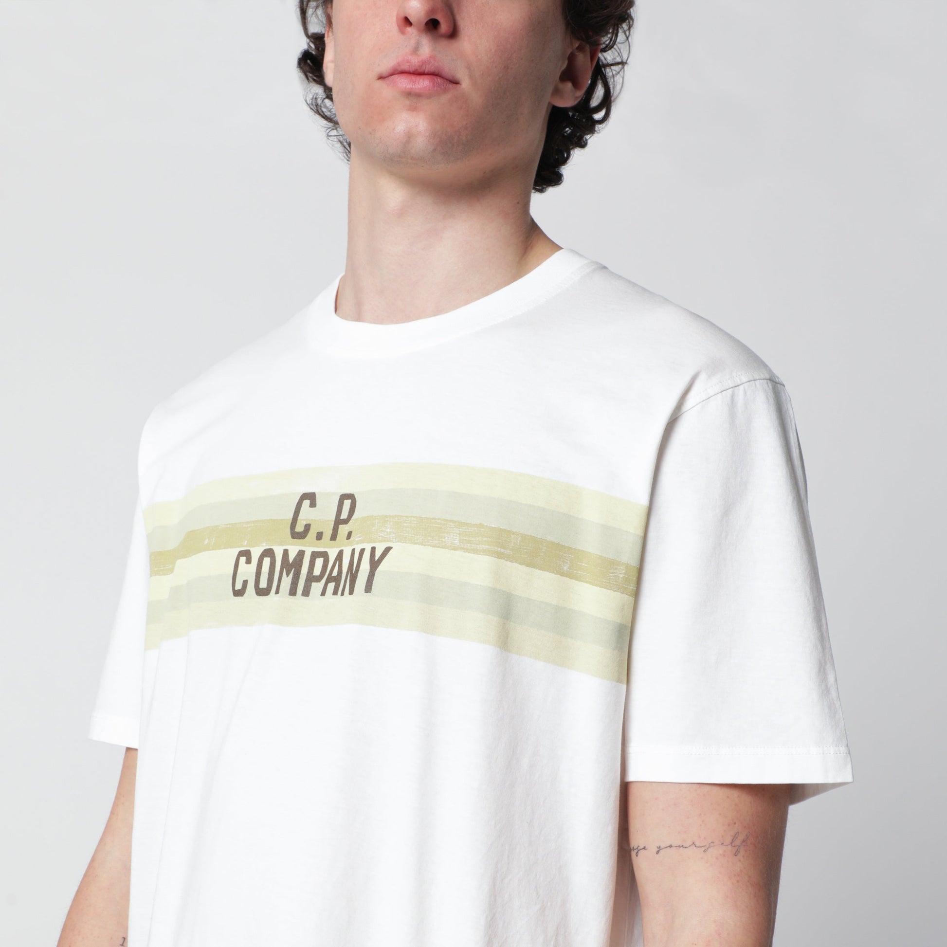 C.P. Company White T-Shirt With Logo Print Men C.P. COMPANY