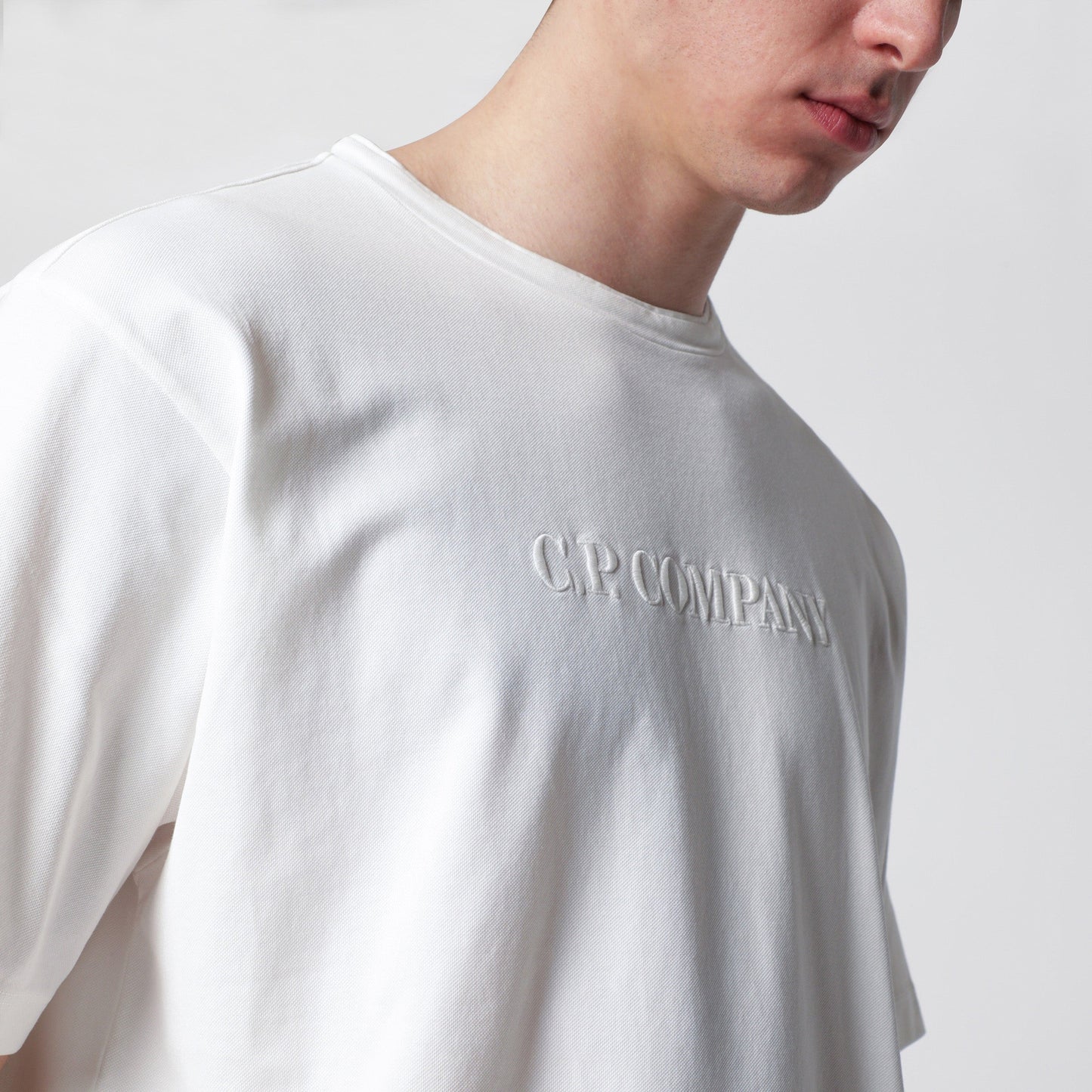 C.P. Company White T-Shirt With Embroidered Logo Men C.P. COMPANY