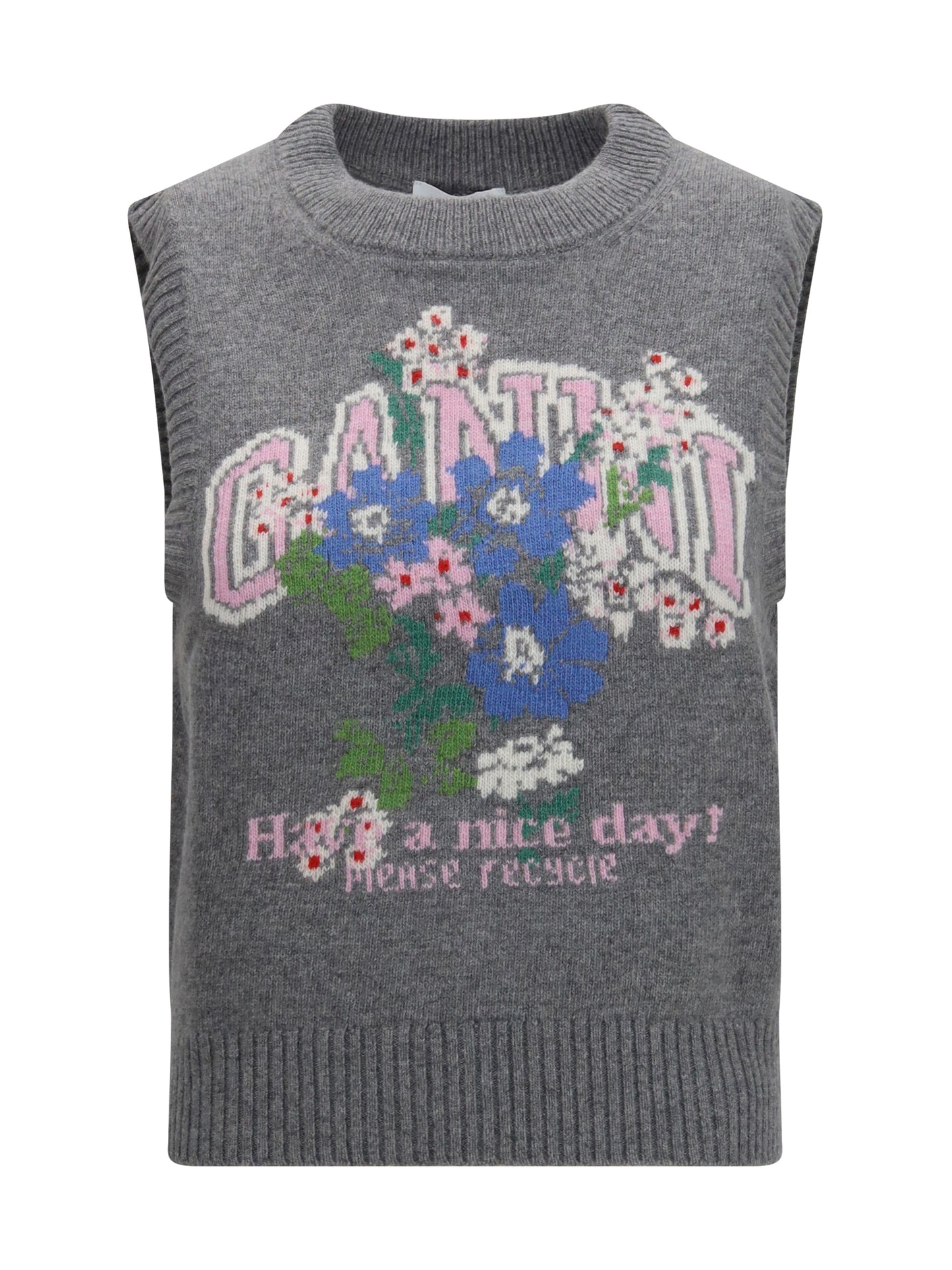 Ganni Women Wool Floral Vest GANNI