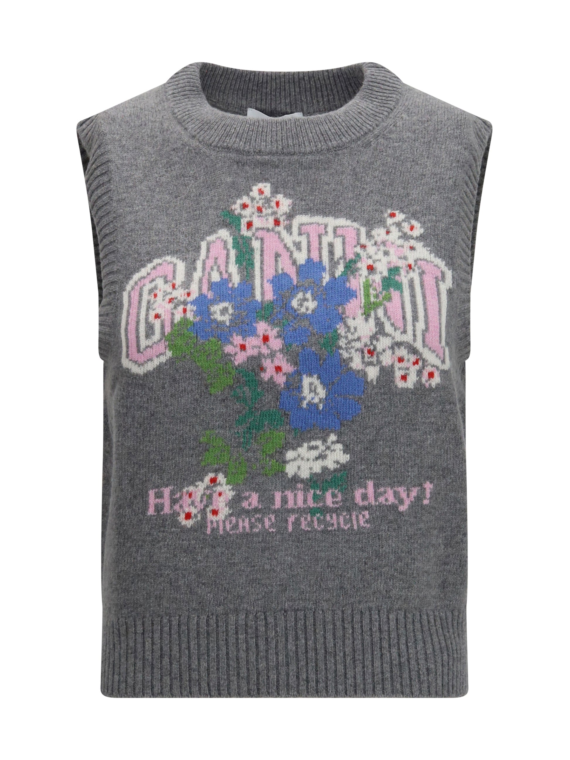 Ganni Women Wool Floral Vest GANNI