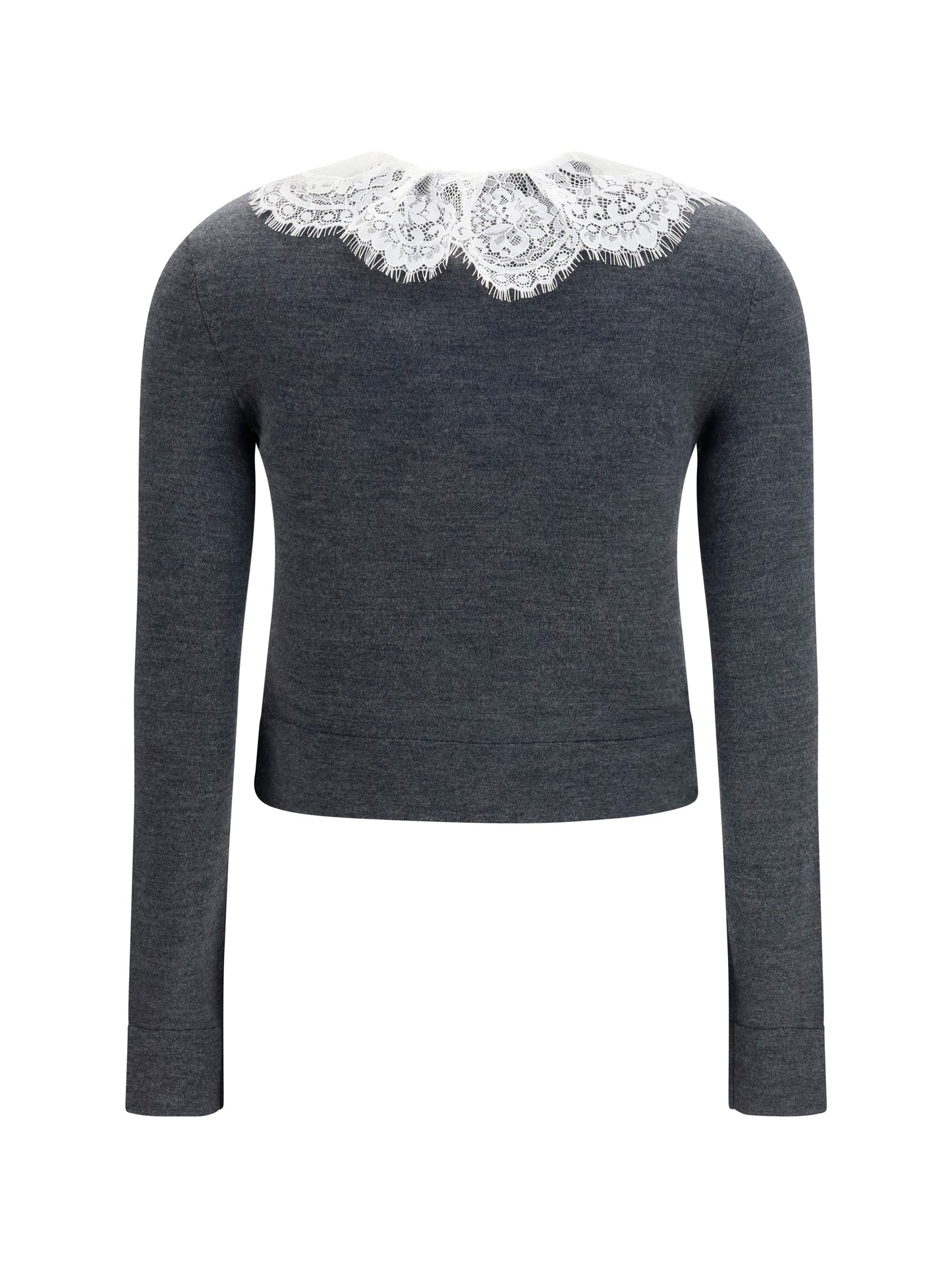 Self-Portrait Women Knit Cardigan With Lace Collar SELF-PORTRAIT