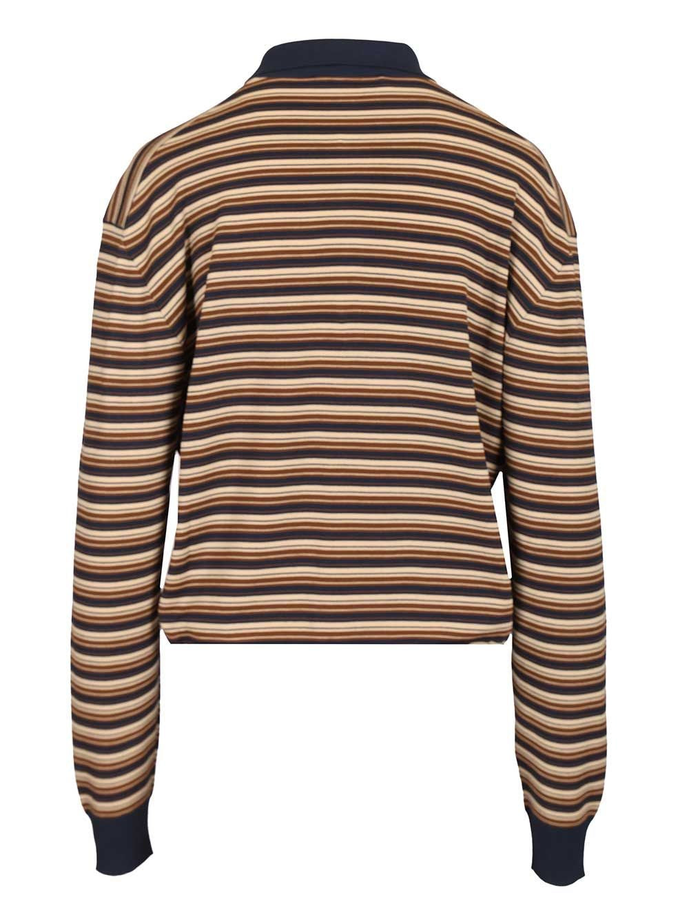 Miu Miu Women Striped Wool Knit Polo Shirt MIU MIU