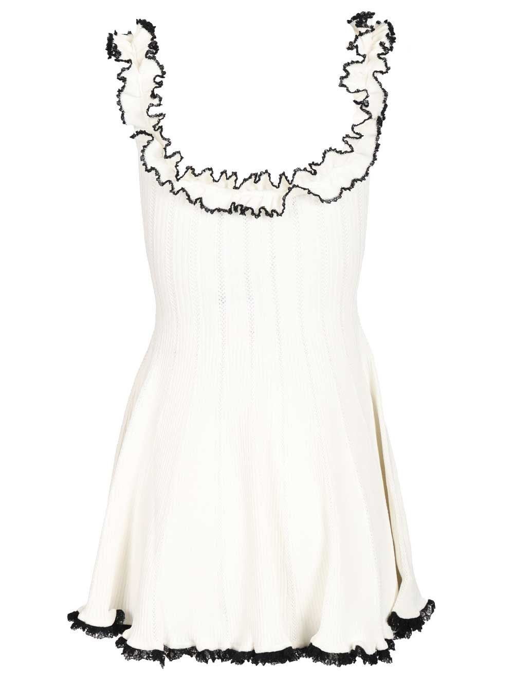Self-Portrait Women White Contrast Trim Knit Mini Dress SELF-PORTRAIT