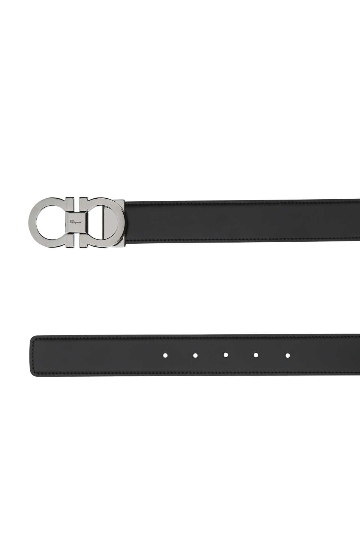 Salvatore Ferragamo Men Black Leather Reversibile Belt FERRAGAMO