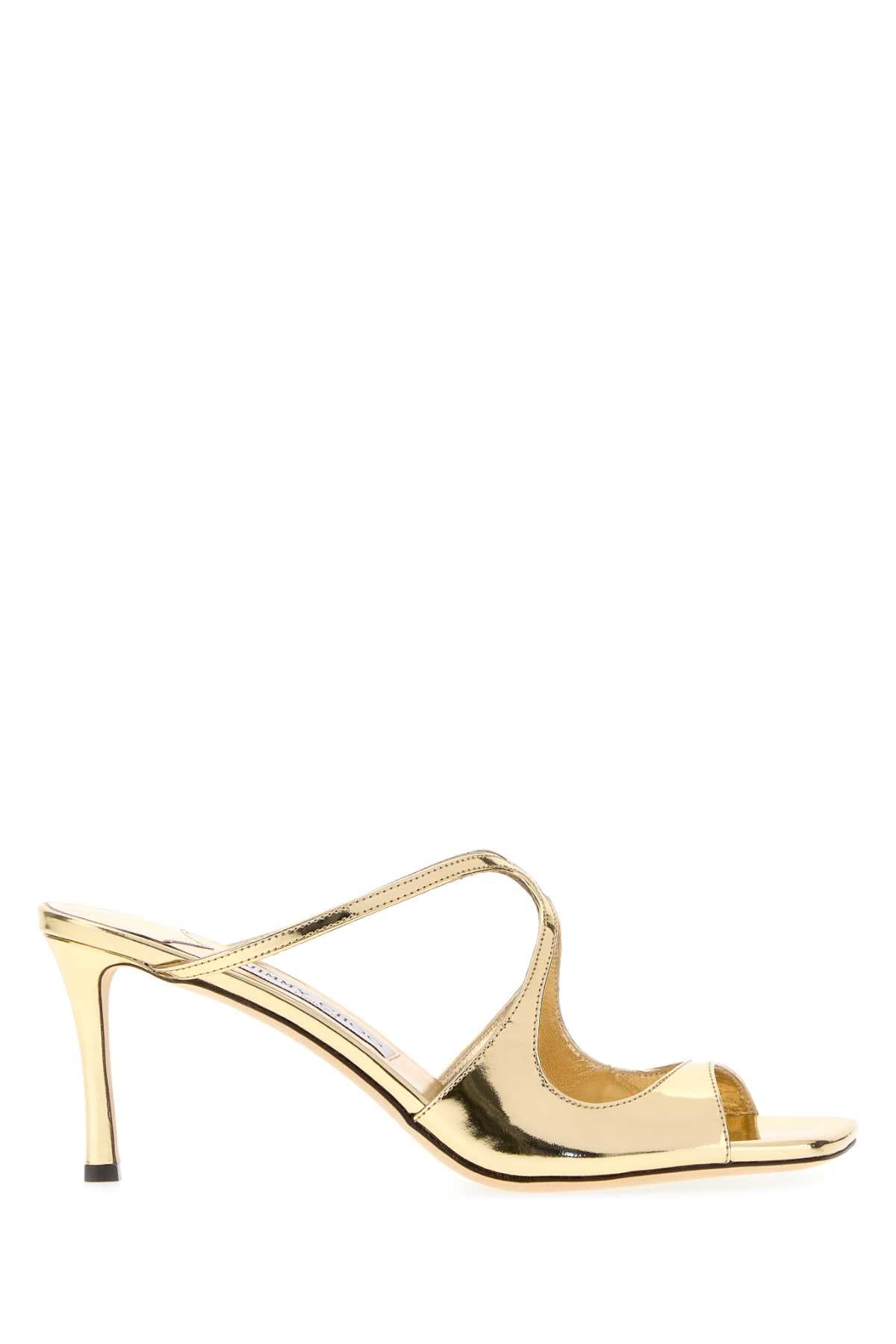 Jimmy Choo Women Gold Leather Anise 75 Mules JIMMY CHOO
