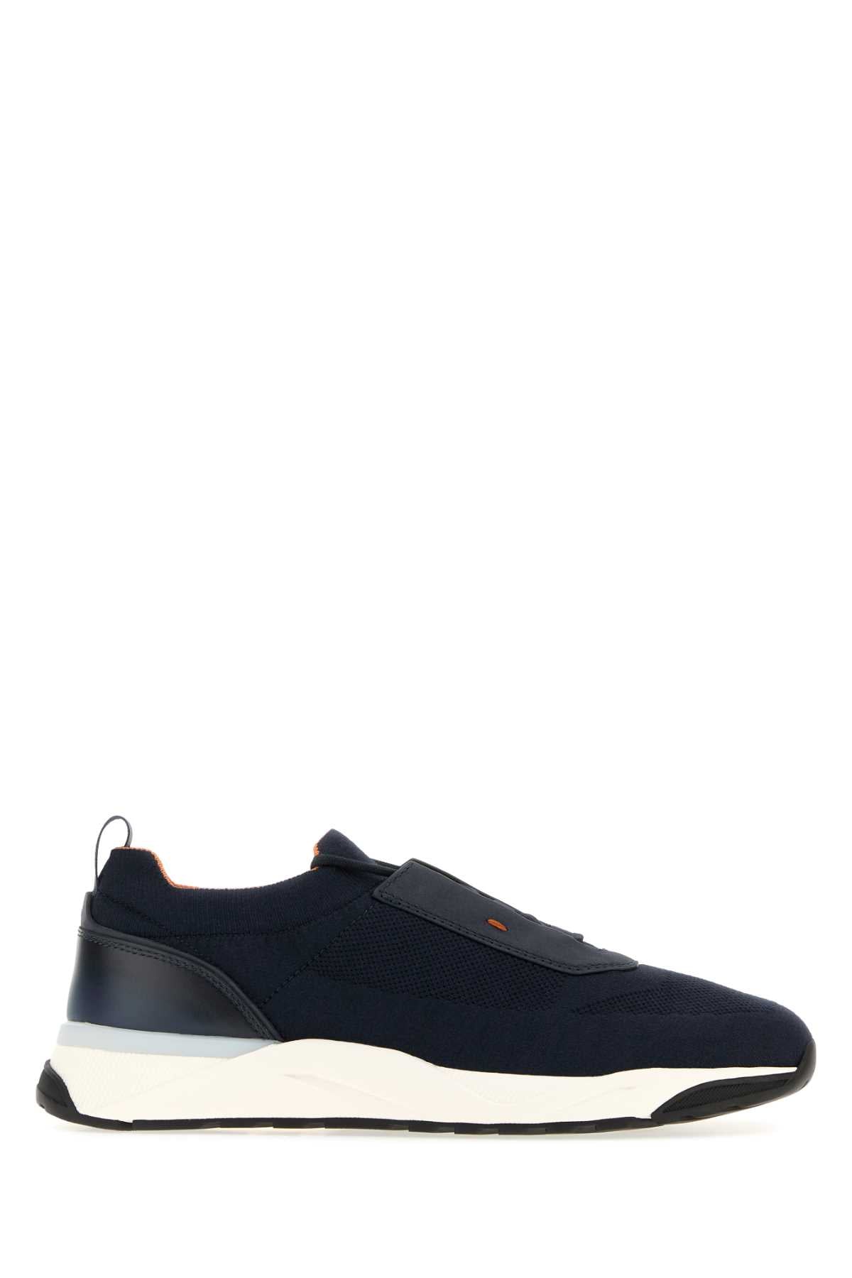 Santoni Men Navy Blue Flip Sneakers SANTONI