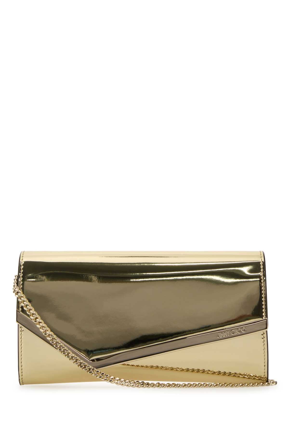 Jimmy Choo Women Gold Synthetic Leather Emmie Clutch JIMMY CHOO
