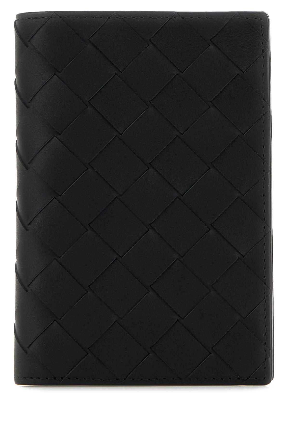 Bottega Veneta Men Black Leather Passport Holder BOTTEGA VENETA