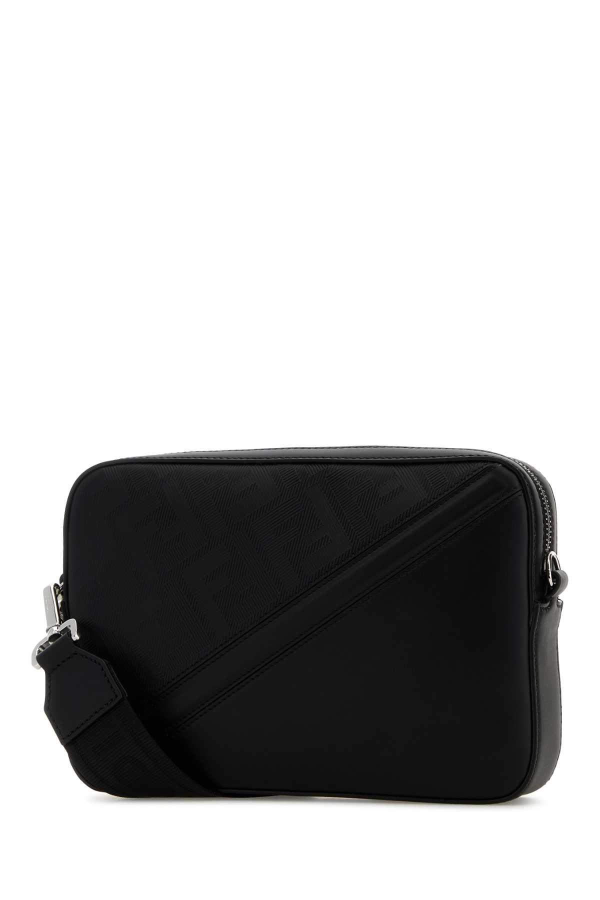 Fendi Men Black Leather Camera Case Crossbody Bag