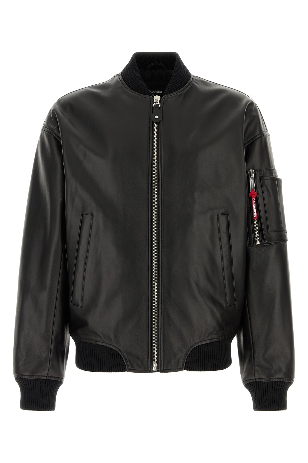 Dsquared Men Black Leather Jacket DSQUARED2