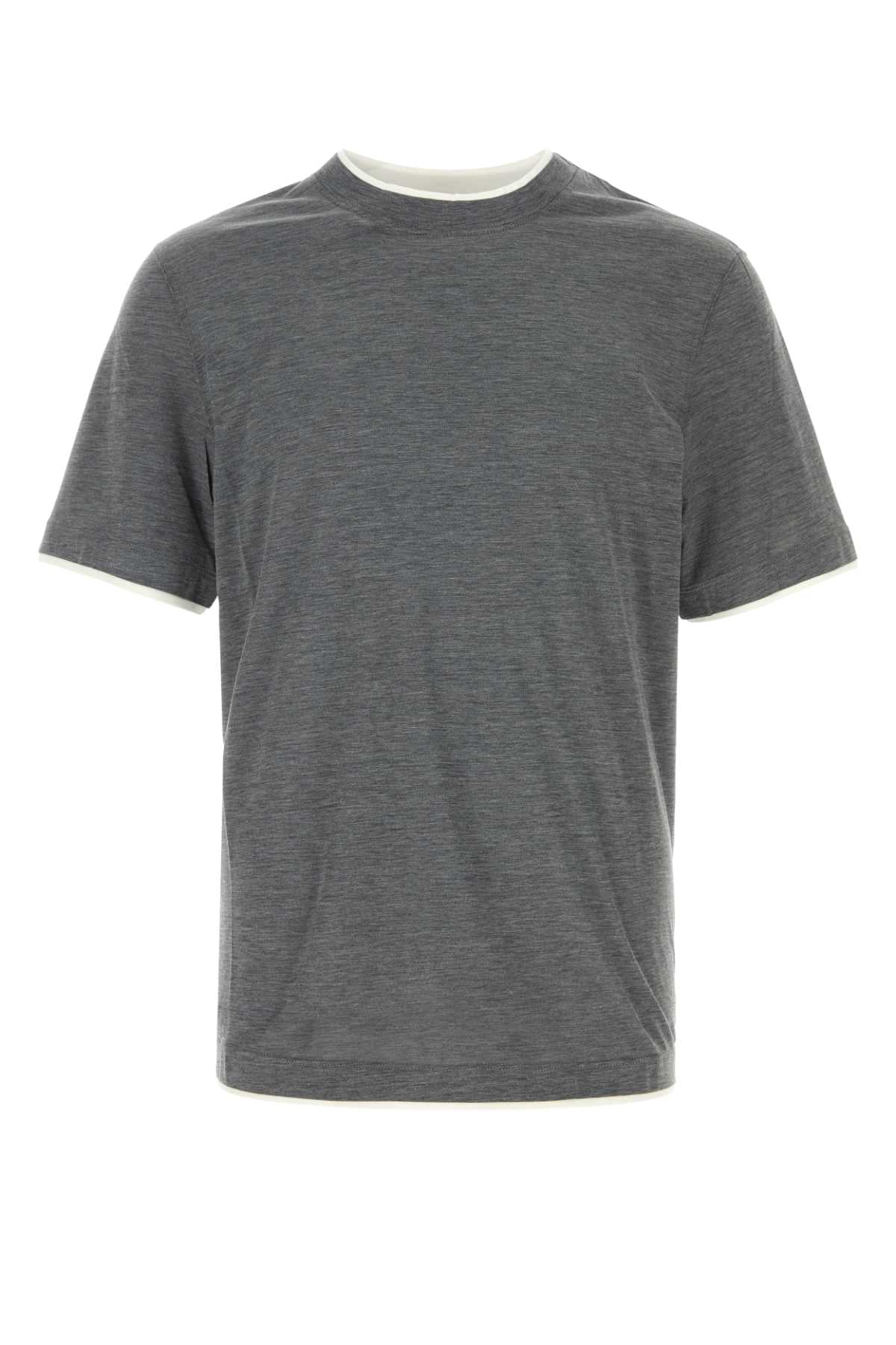 Brunello Cucinelli Men Dark Grey Jersey T-Shirt BRUNELLO CUCINELLI