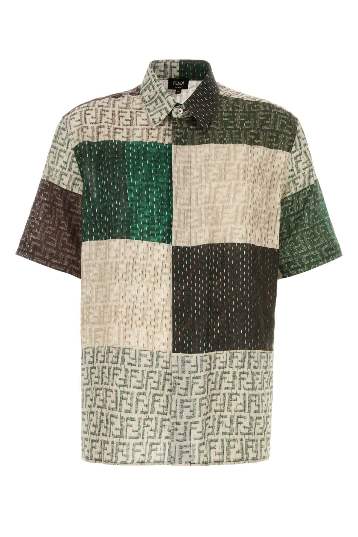 Fendi Men Multicolor Linen Shirt FENDI