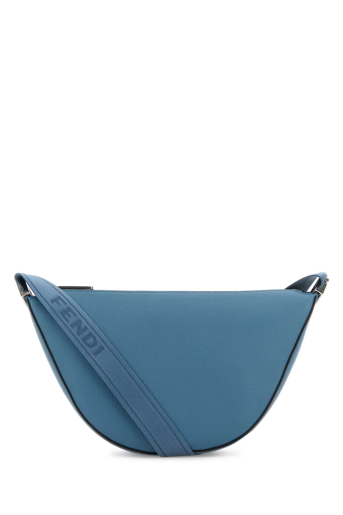 Fendi Men Cerulean Blue Leather Small Fendi Melon Crossbody Bag FENDI