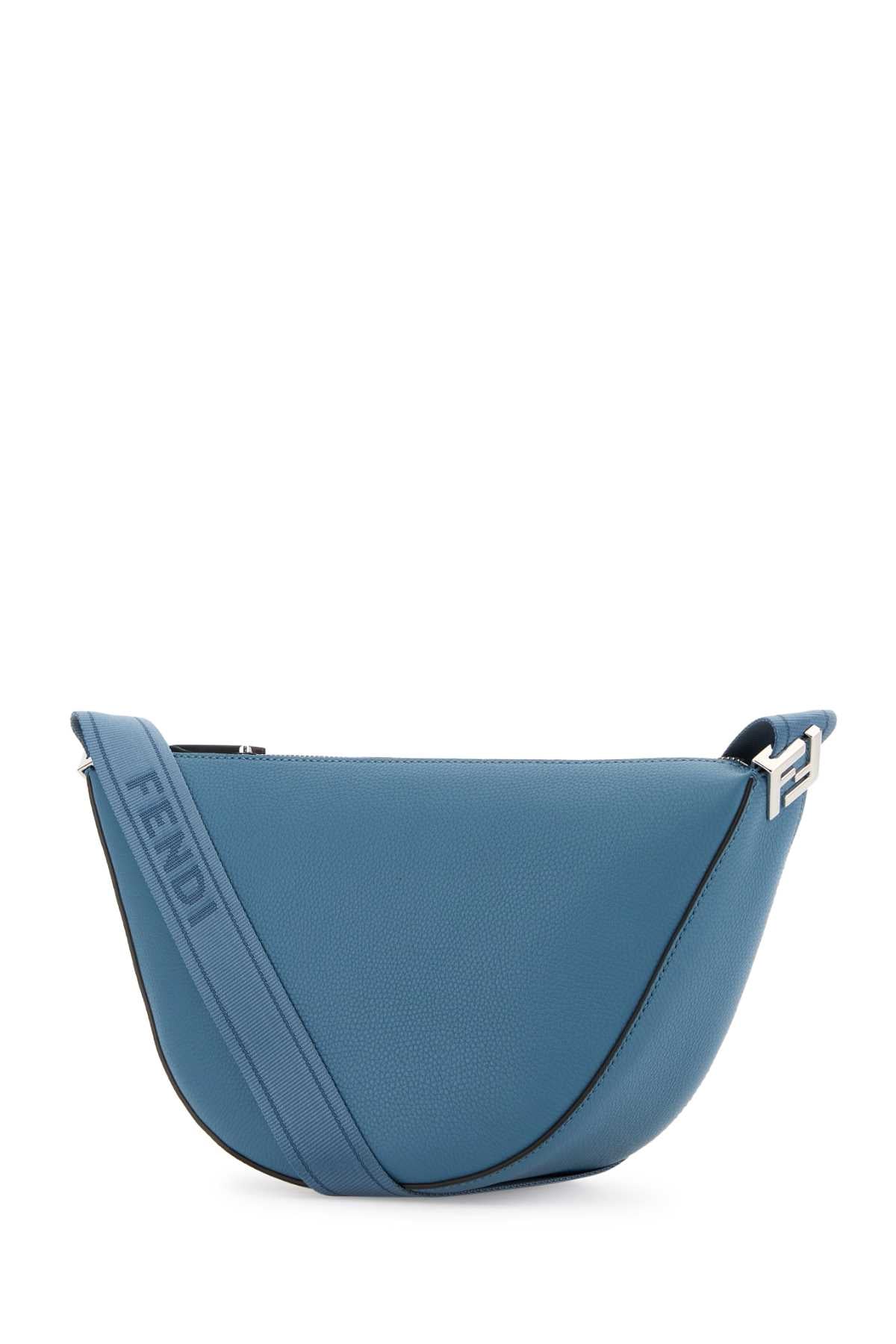 Fendi Men Cerulean Blue Leather Small Fendi Melon Crossbody Bag FENDI