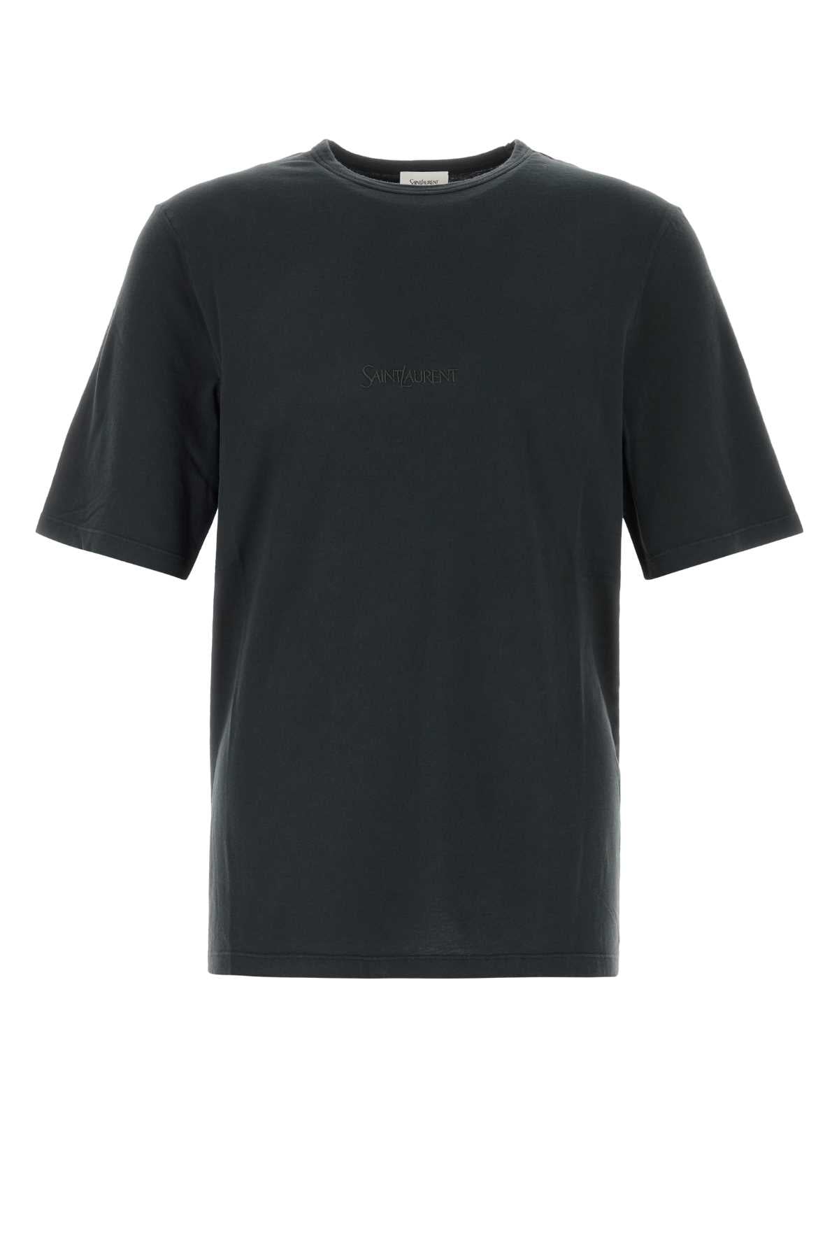 Saint Laurent Men Charcoal Cotton T-Shirt SAINT LAURENT