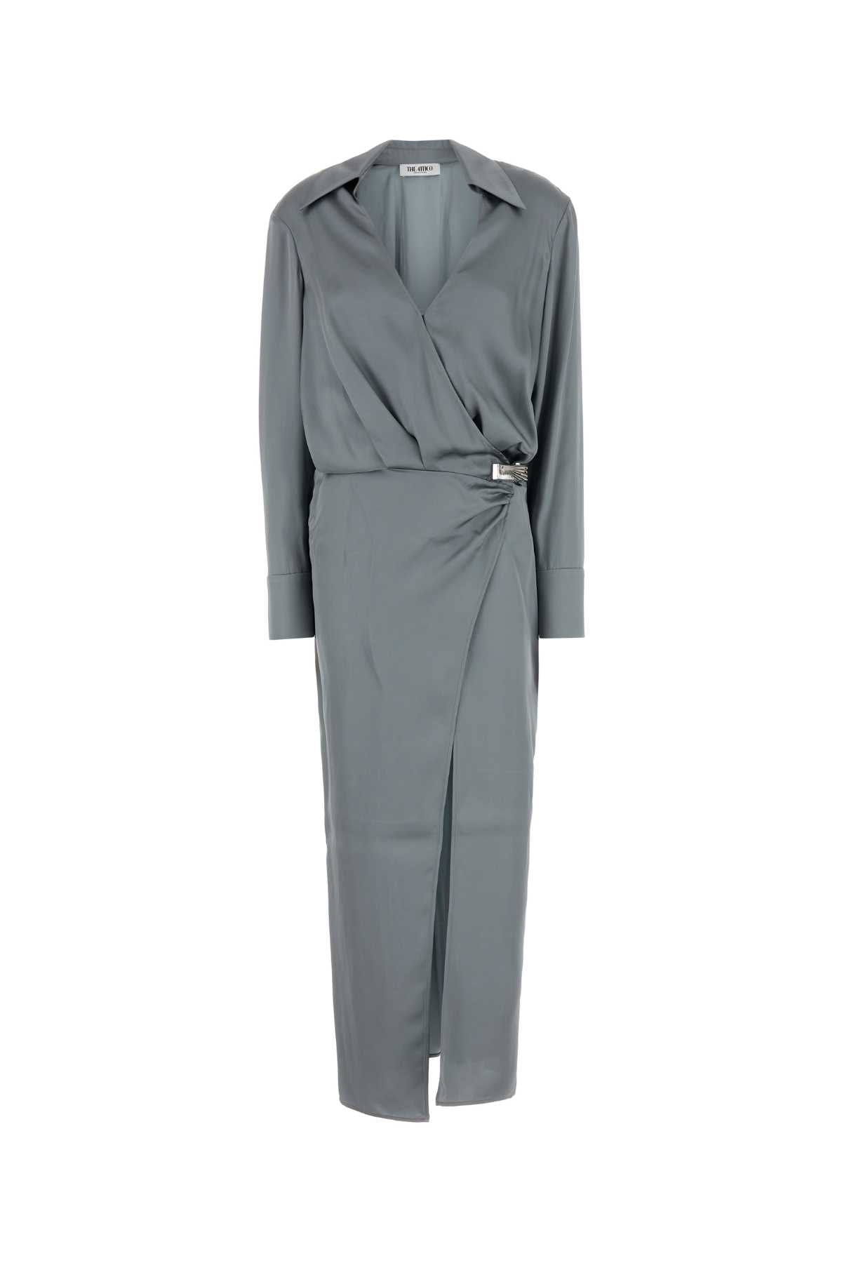 The Attico Women Dark Grey Satin Dress THE ATTICO