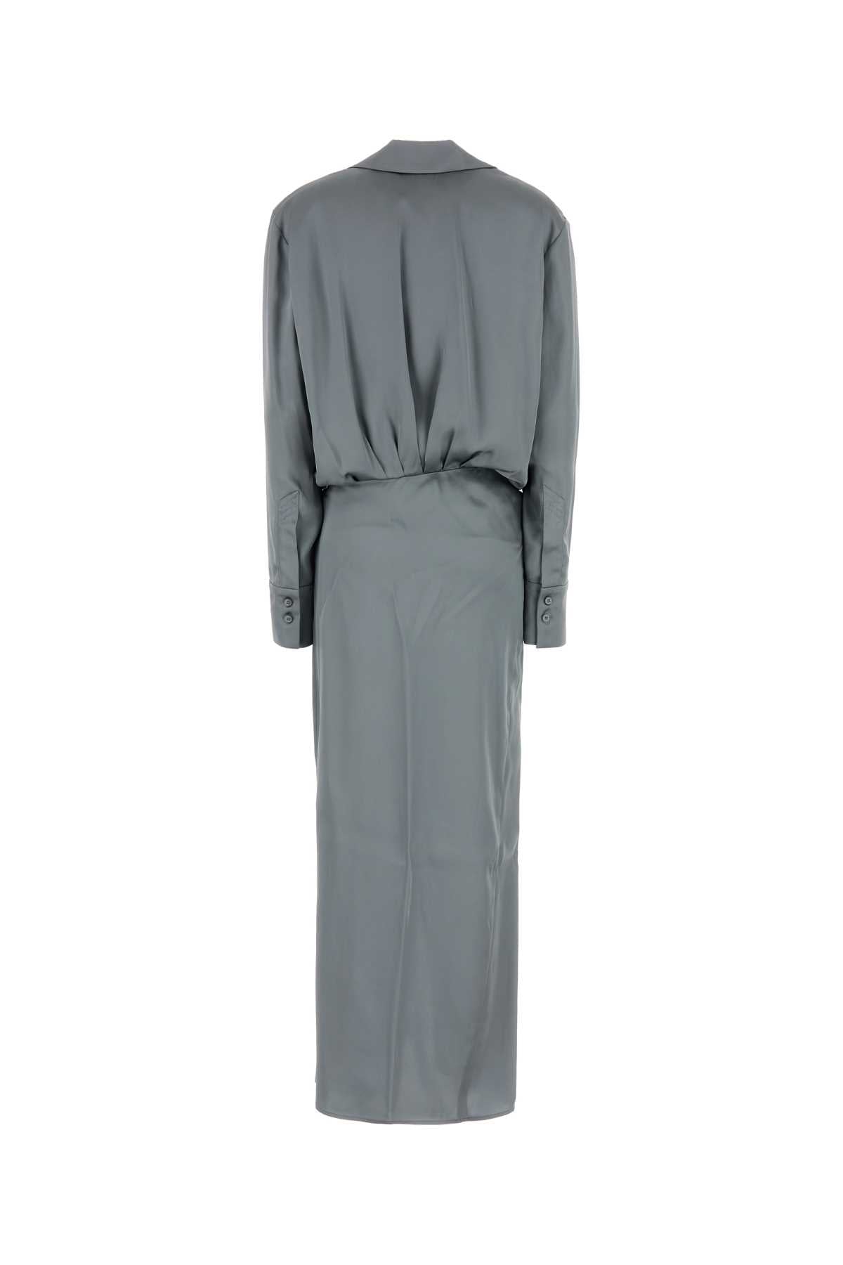 The Attico Women Dark Grey Satin Dress THE ATTICO