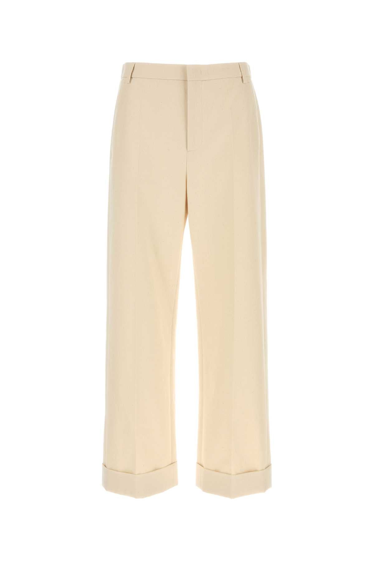 Valentino Garavani Men Melange Ivory Cotton Pant VALENTINO GARAVANI