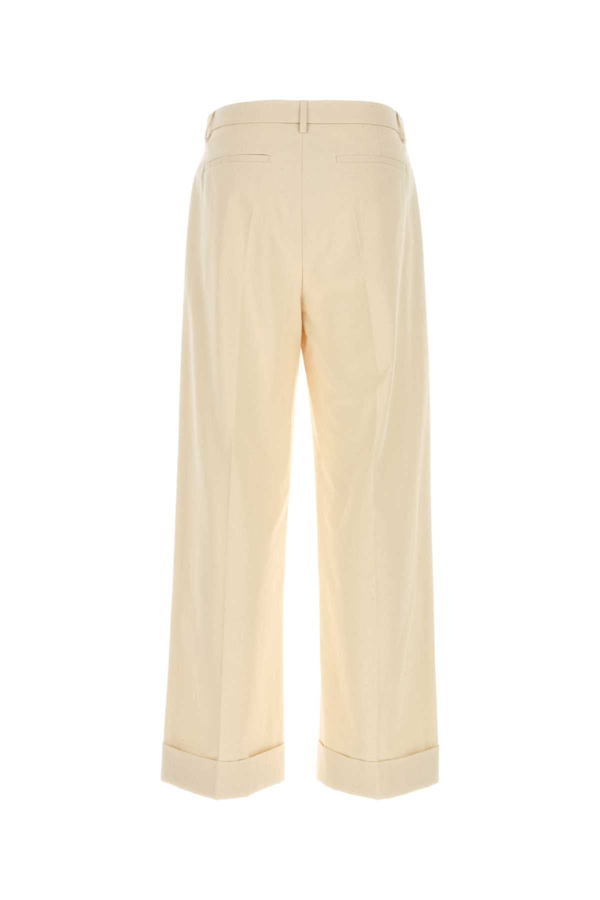 Valentino Garavani Men Melange Ivory Cotton Pant VALENTINO GARAVANI