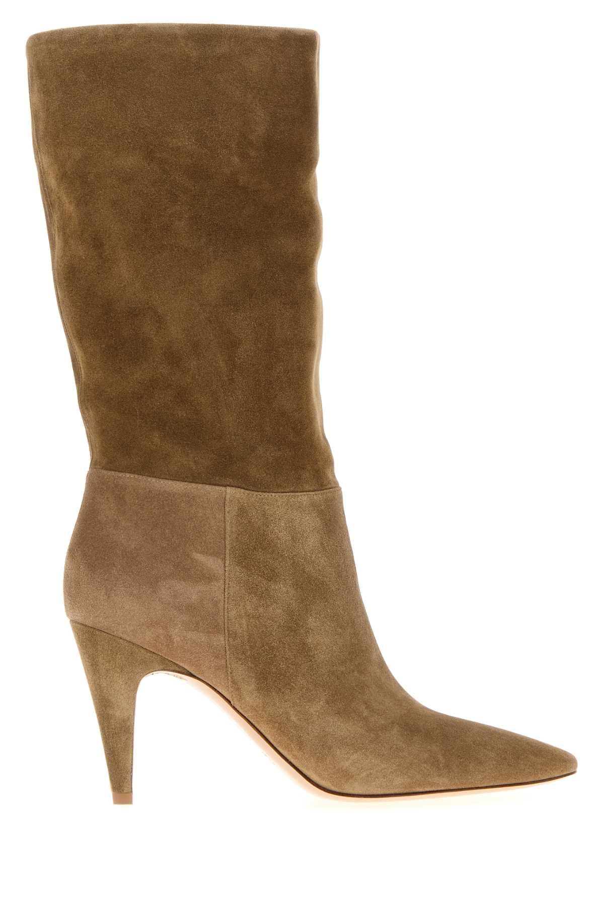 Gianvito Rossi Women Cappuccino Suede Elise Boots GIANVITO ROSSI