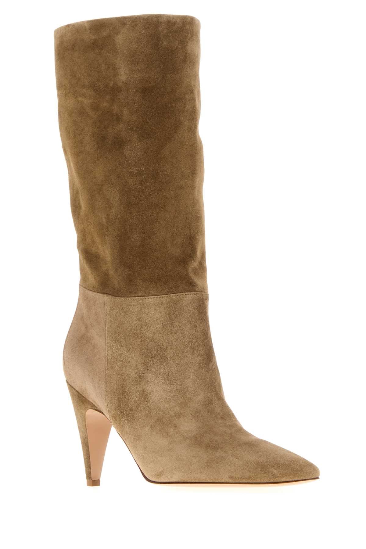 Gianvito Rossi Women Cappuccino Suede Elise Boots GIANVITO ROSSI