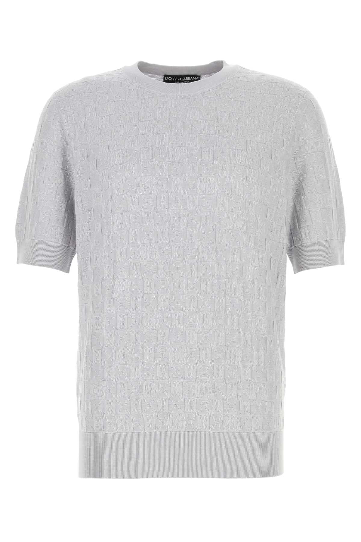 Dolce & Gabbana Men Light Grey Silk Sweater DOLCE & GABBANA