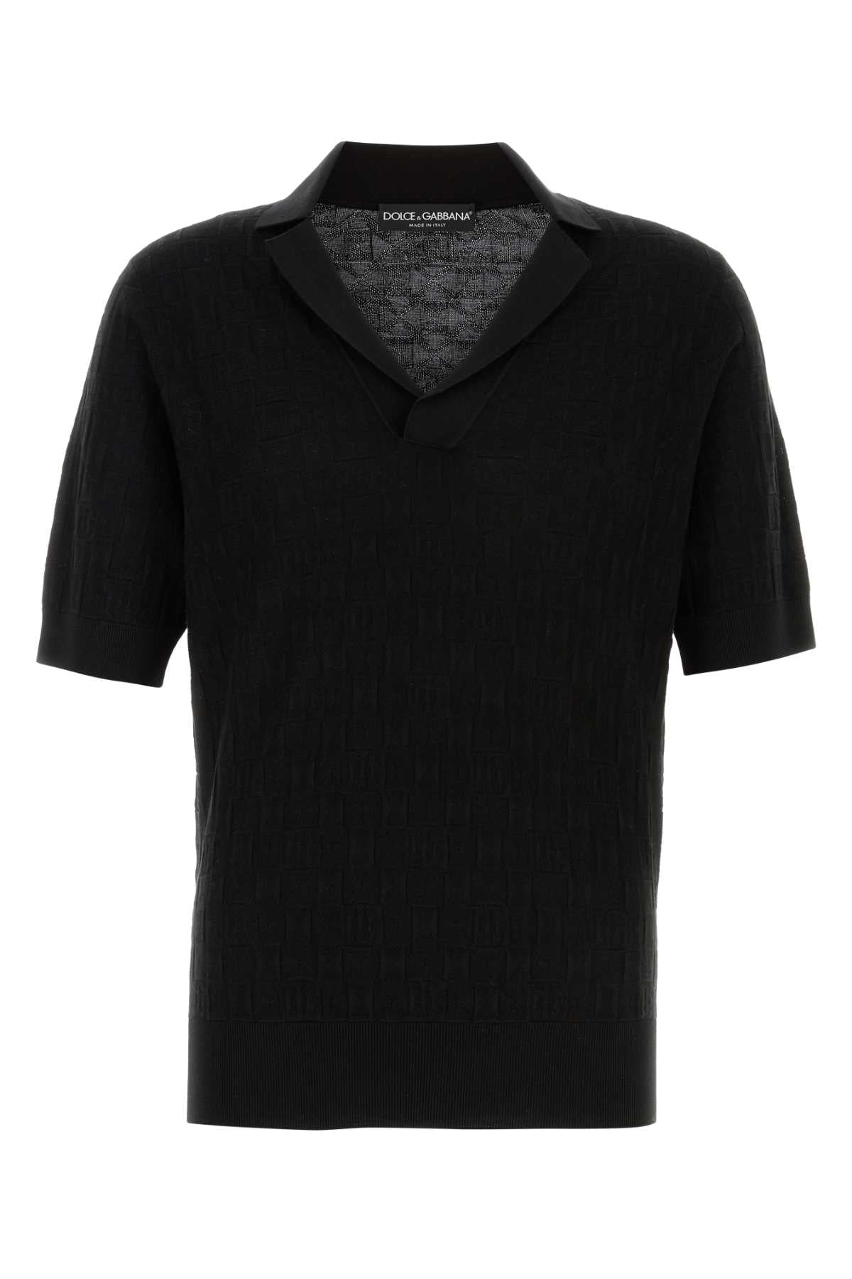 Dolce & Gabbana Men Black Stretch Silk Blend Polo Shirt DOLCE & GABBANA