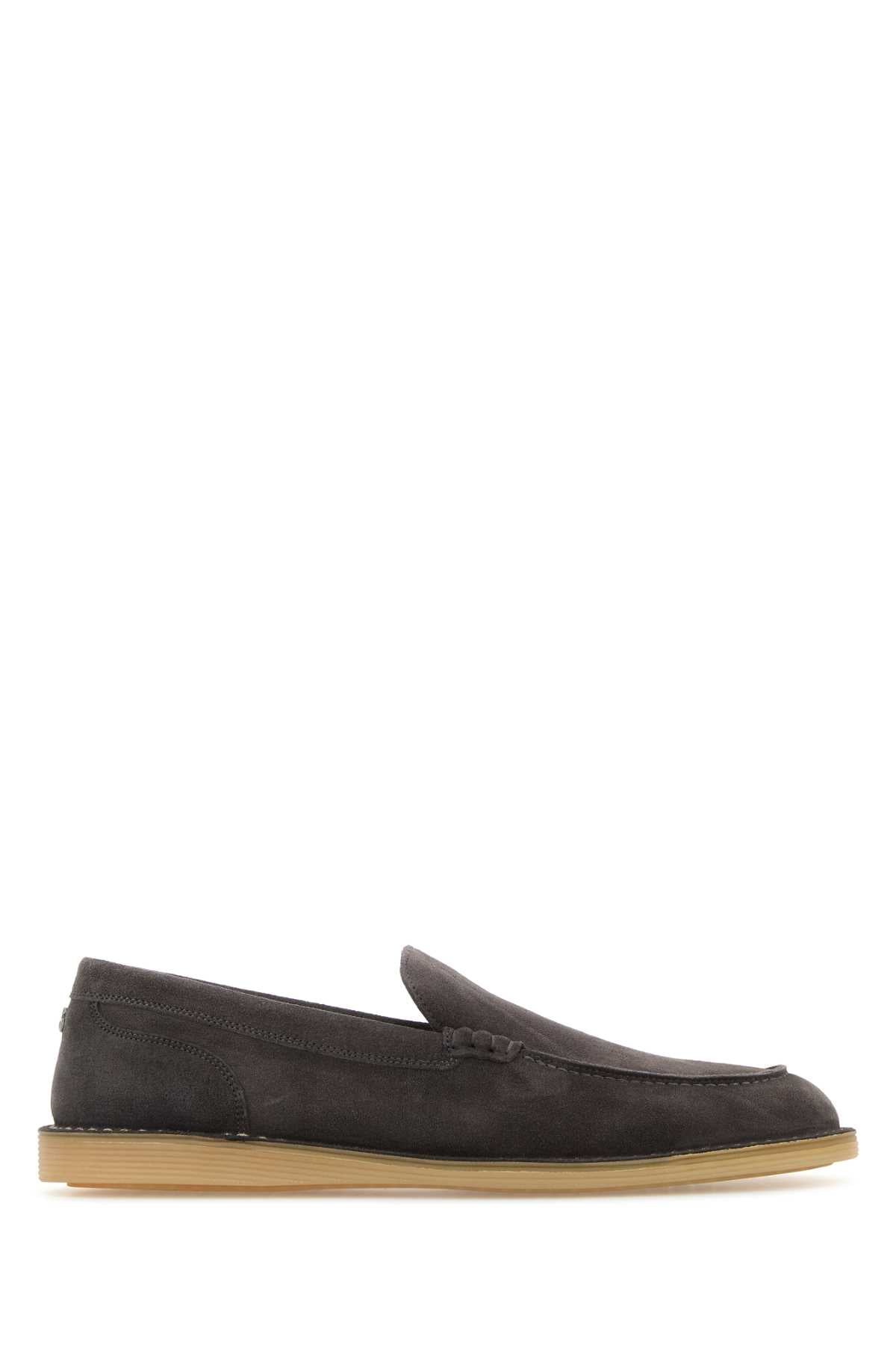 Dolce & Gabbana Men Dark Grey Suede New Florio Loafers DOLCE & GABBANA
