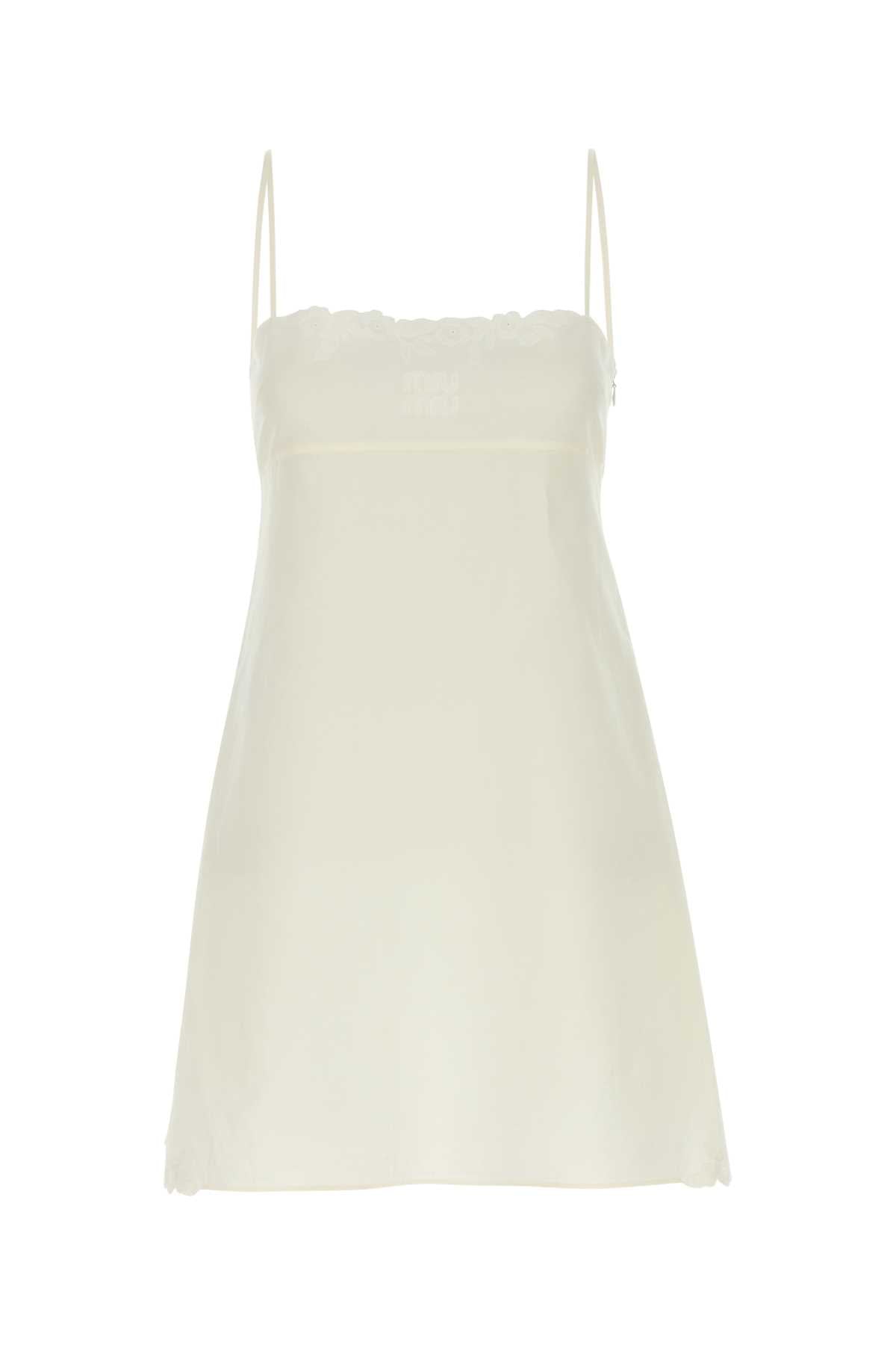 Miu Miu Women White Linen Blend Mini Dress MIU MIU