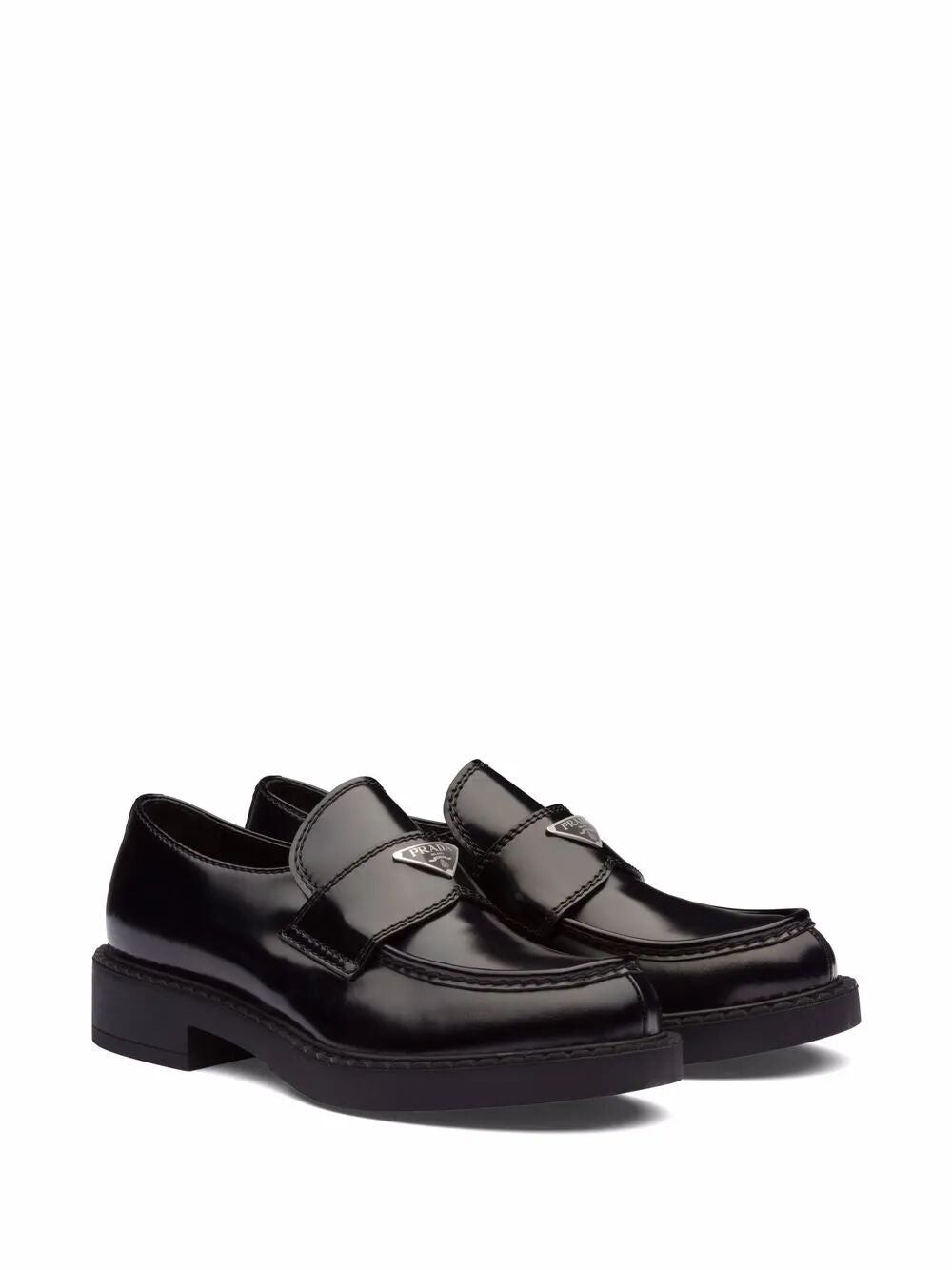 Prada Men Chocolate Brushed Leather Loafers PRADA