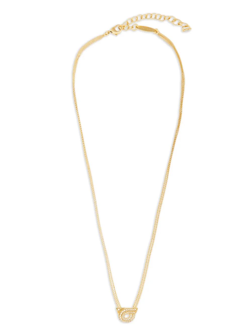 Ferragamo Women Double Chain Gancini Necklace With Crystals FERRAGAMO