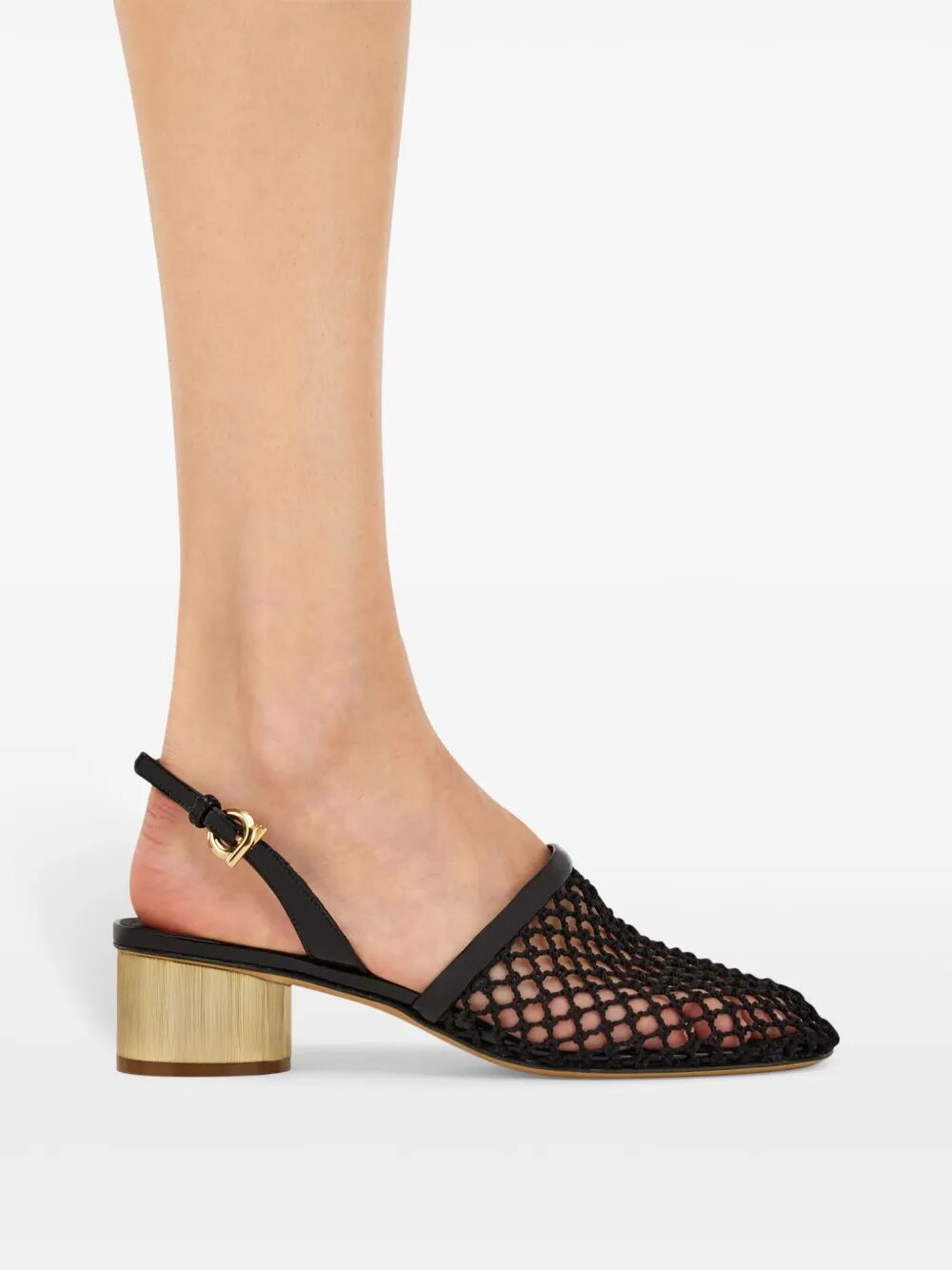 Ferragamo Women Kay 40 Mesh And Leather Slingback FERRAGAMO