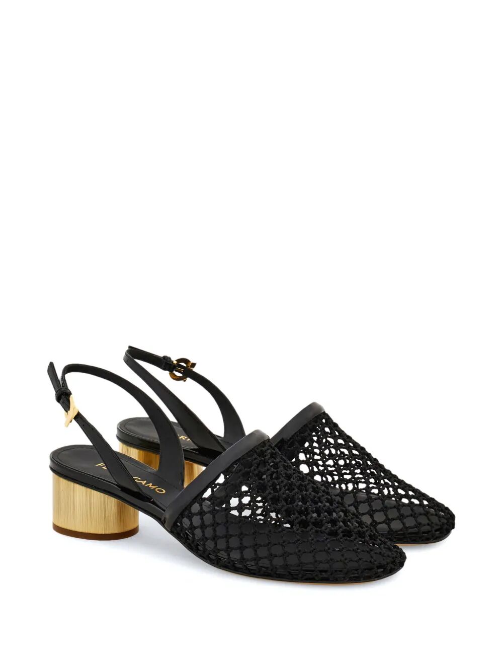 Ferragamo Women Kay 40 Mesh And Leather Slingback FERRAGAMO