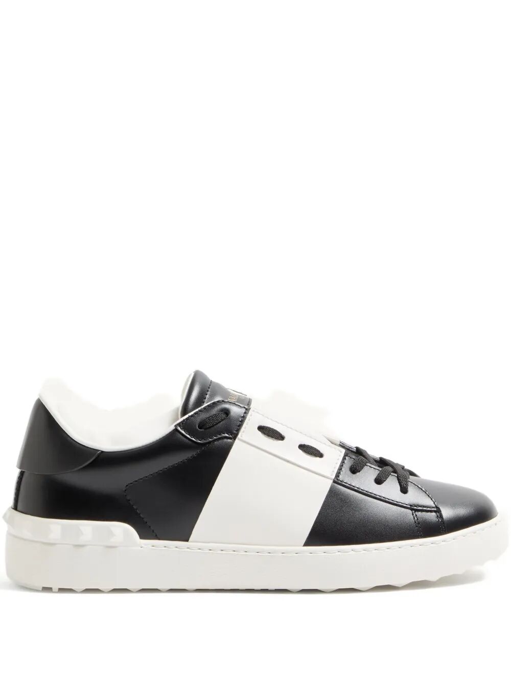 Valentino Garavani Men Open Leather Sneakers With Contrast Band And Stud Details VALENTINO GARAVANI