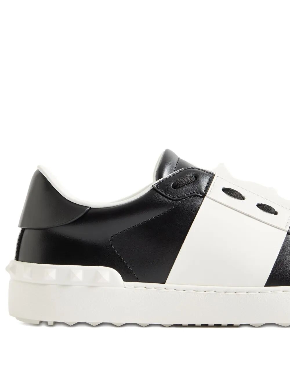 Valentino Garavani Men Open Leather Sneakers With Contrast Band And Stud Details VALENTINO GARAVANI