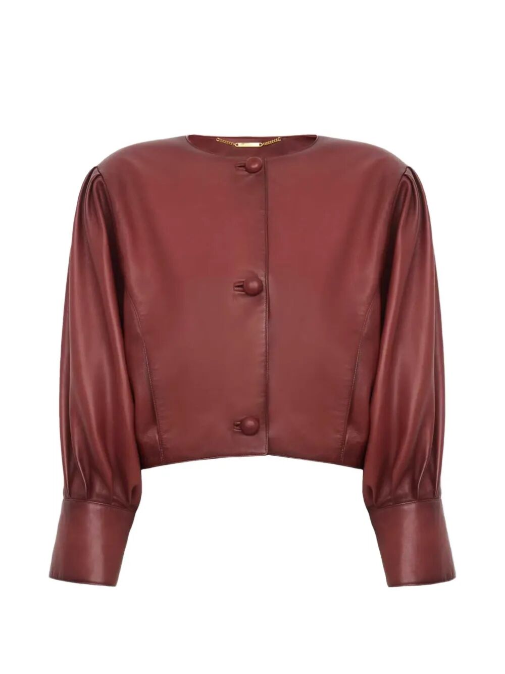 Chloe Women Cropped Collarless Jacket In Plongé Nappa Leather CHLOE