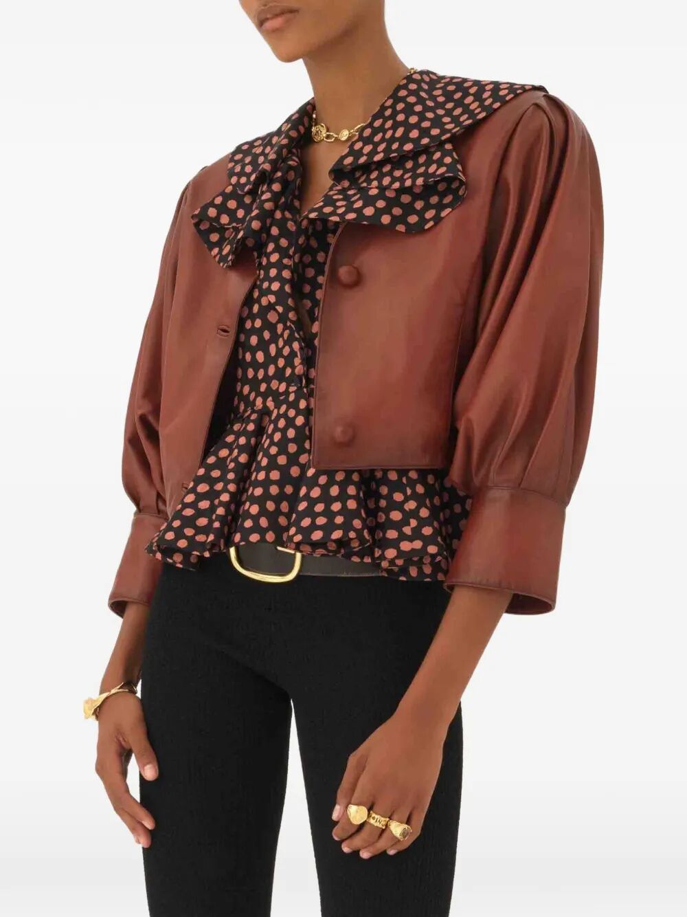 Chloe Women Cropped Collarless Jacket In Plongé Nappa Leather CHLOE