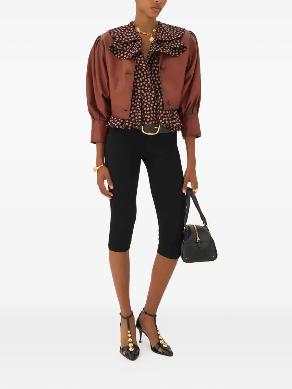 Chloe Women Cropped Collarless Jacket In Plongé Nappa Leather CHLOE