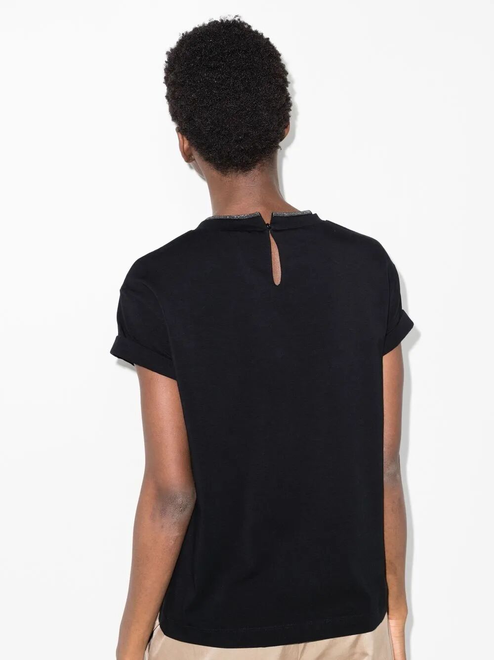 Brunello Cucinelli Women Stretch Cotton Jersey T-Shirt With Precious Faux Layering BRUNELLO CUCINELLI
