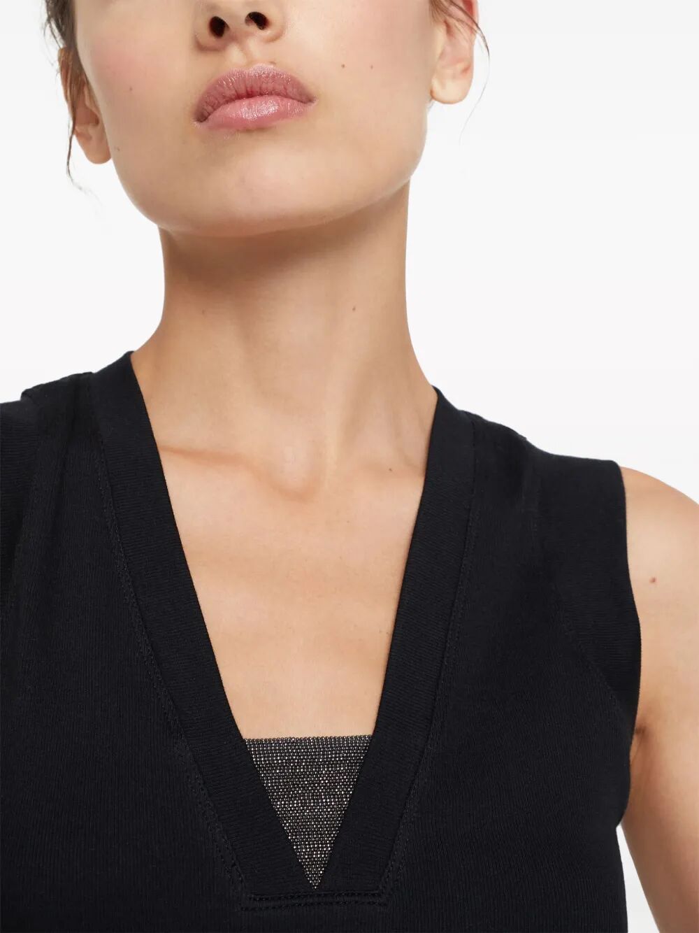 Brunello Cucinelli Women Stretch Cotton Jersey Tank Top With Precious Faux-Layering BRUNELLO CUCINELLI
