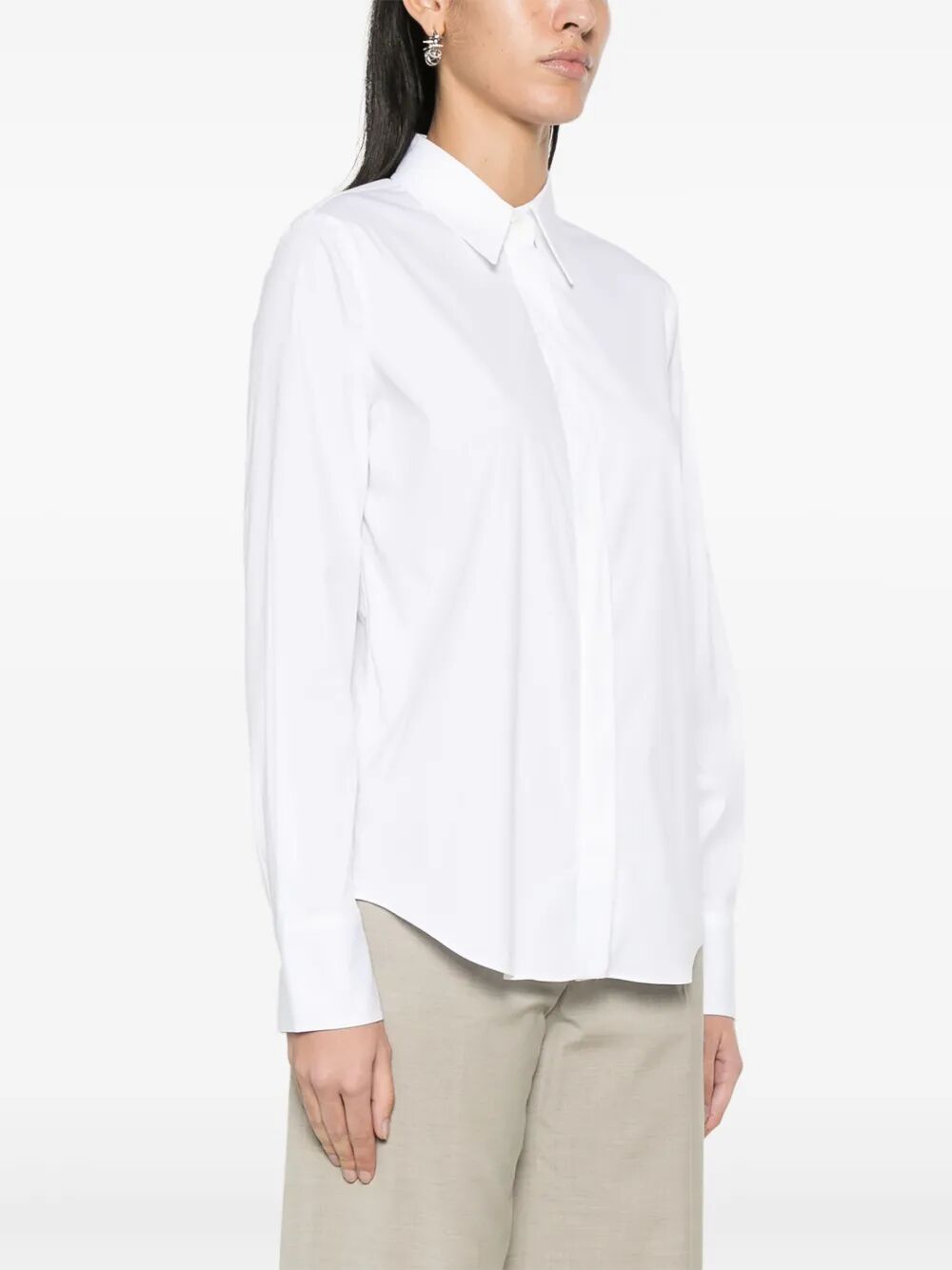 Brunello Cucinelli Women Stretch Cotton Poplin Shirt With Shiny Trim BRUNELLO CUCINELLI