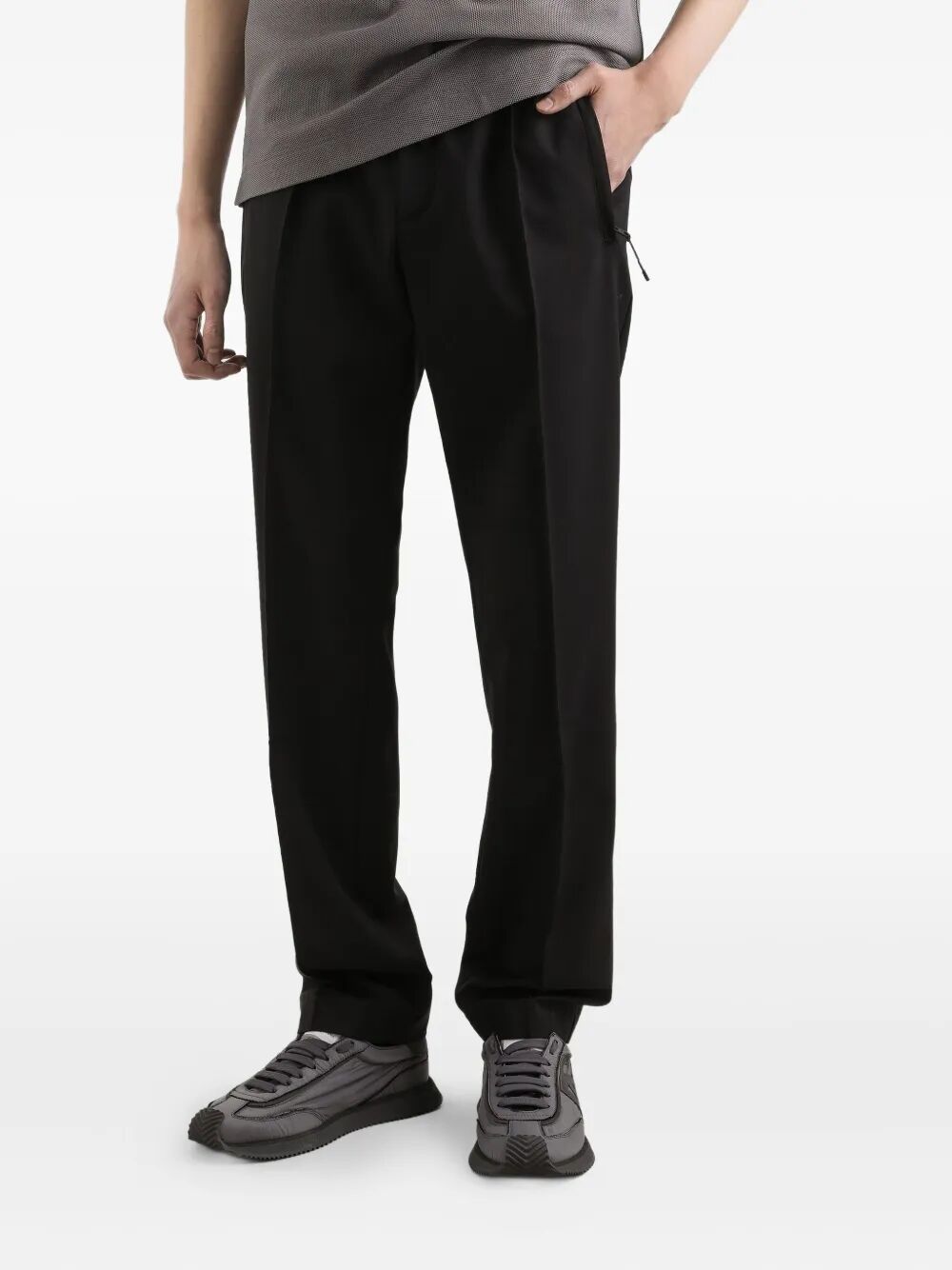 Dolce & Gabbana Men Drawstring-Waist Wool Blend Tapered Trousers DOLCE & GABBANA