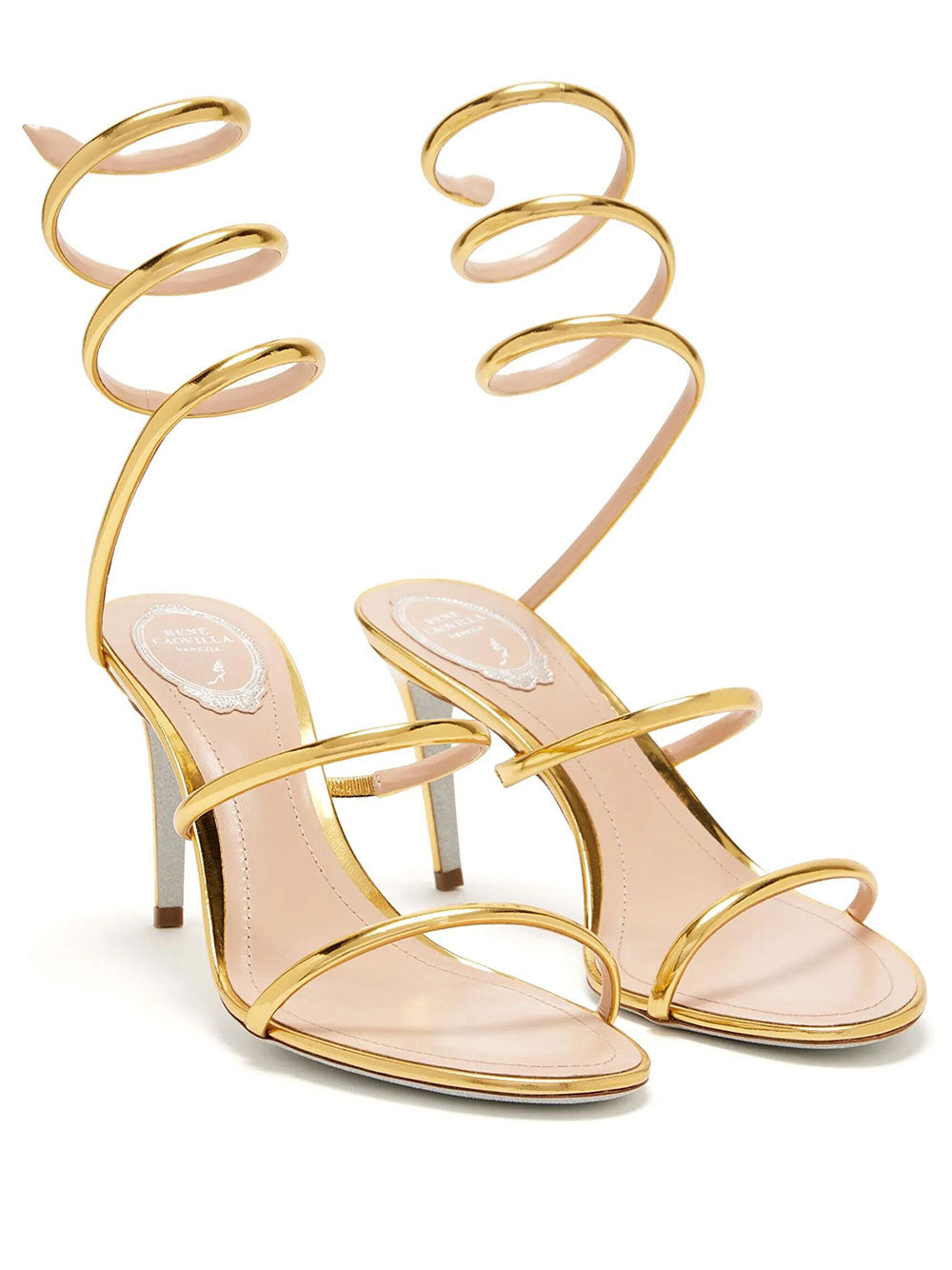 Rene Caovilla Women Metallic Gold Cleo 80 Sandals RENE CAOVILLA
