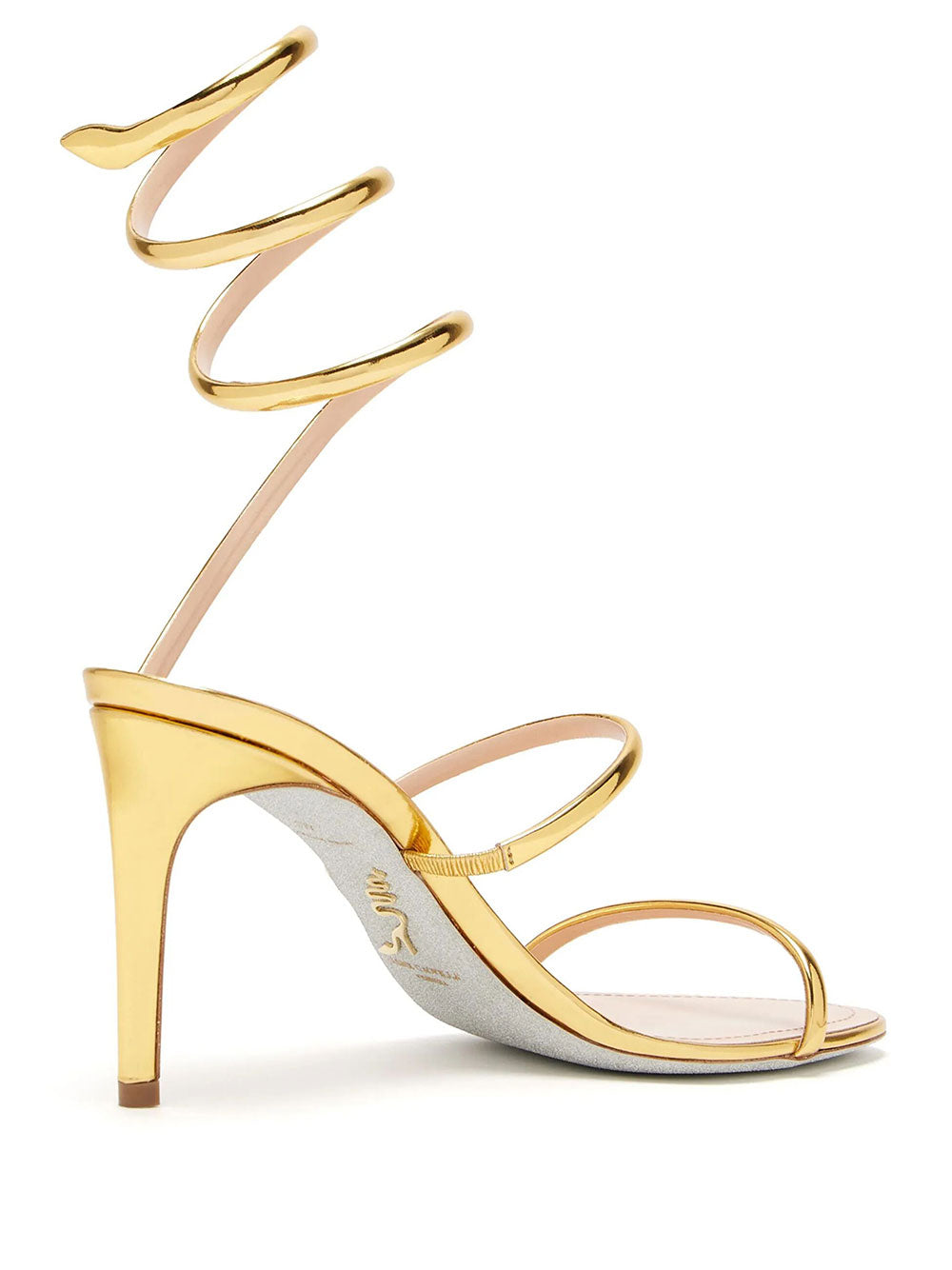Rene Caovilla Women Metallic Gold Cleo 80 Sandals RENE CAOVILLA