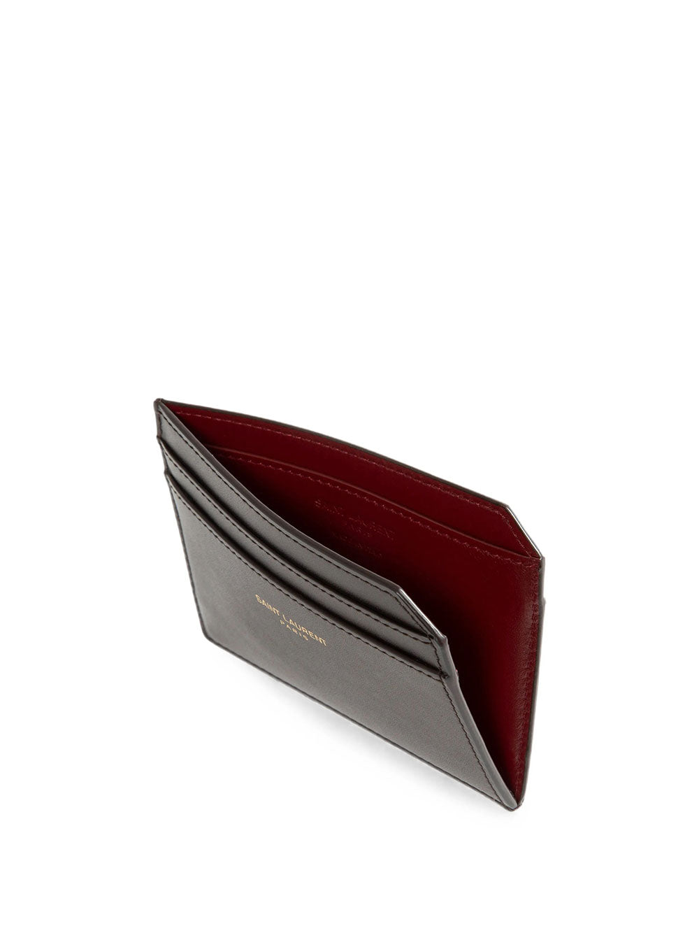 Saint Laurent Men Saint Laurent Paris Open Card Case In Two-Tone Smooth Leather SAINT LAURENT